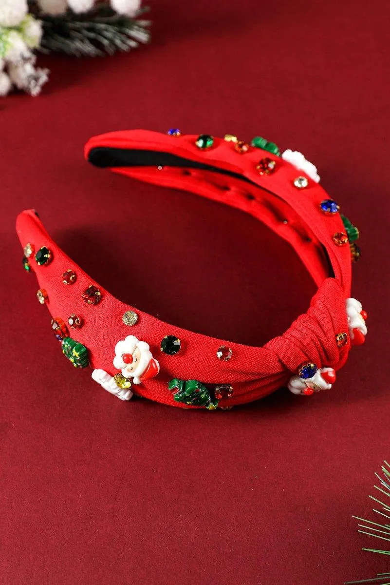 Christmas Rhinestone Icons Knotted Headband