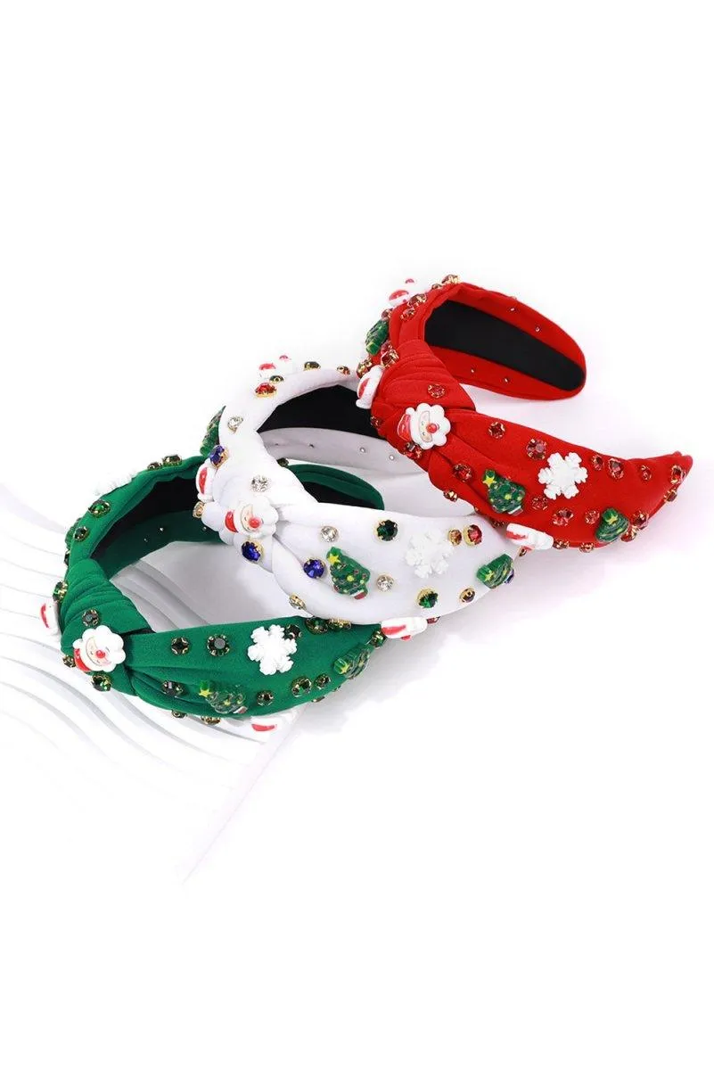 Christmas Rhinestone Icons Knotted Headband