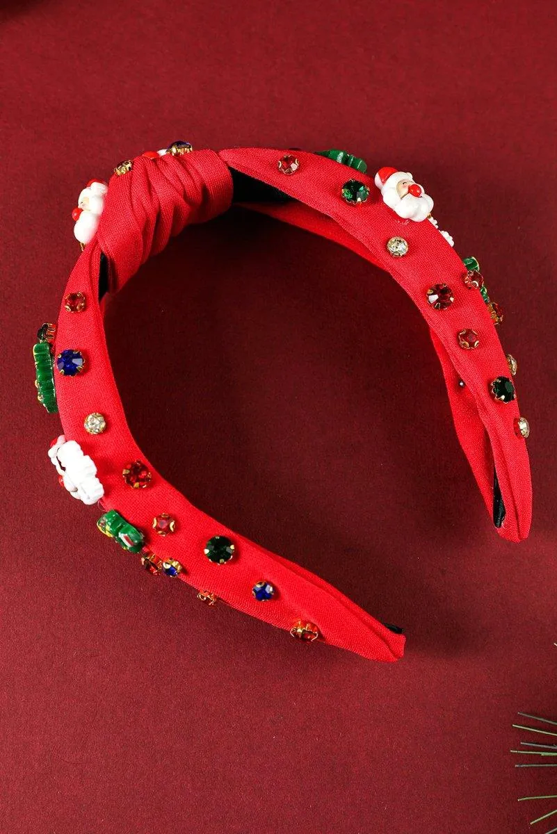 Christmas Rhinestone Icons Knotted Headband