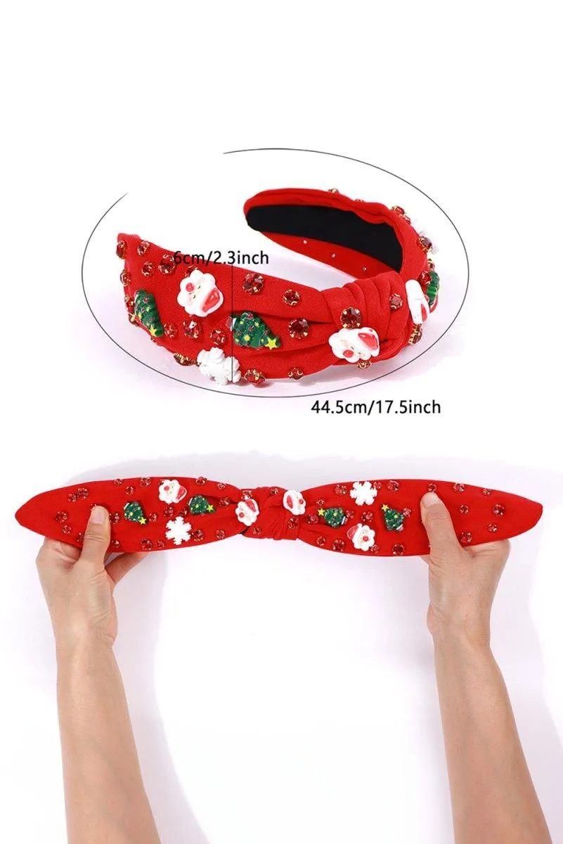 Christmas Rhinestone Icons Knotted Headband
