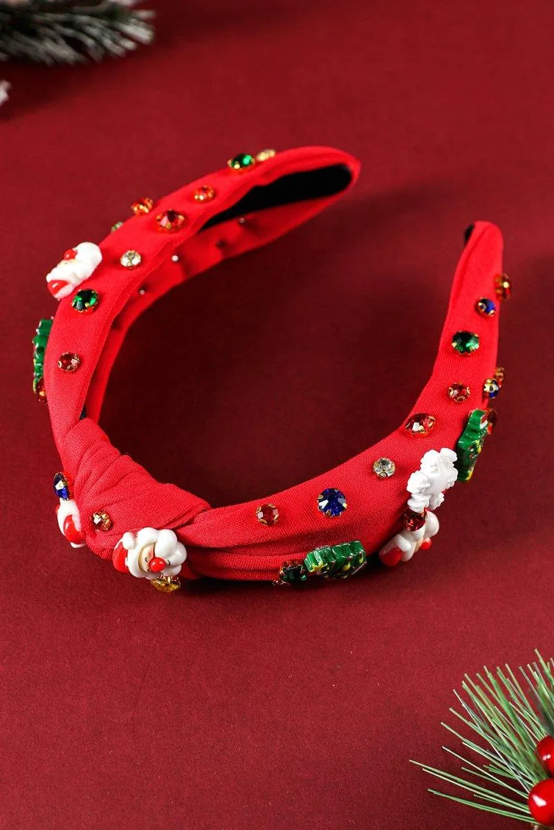 Christmas Rhinestone Icons Knotted Headband