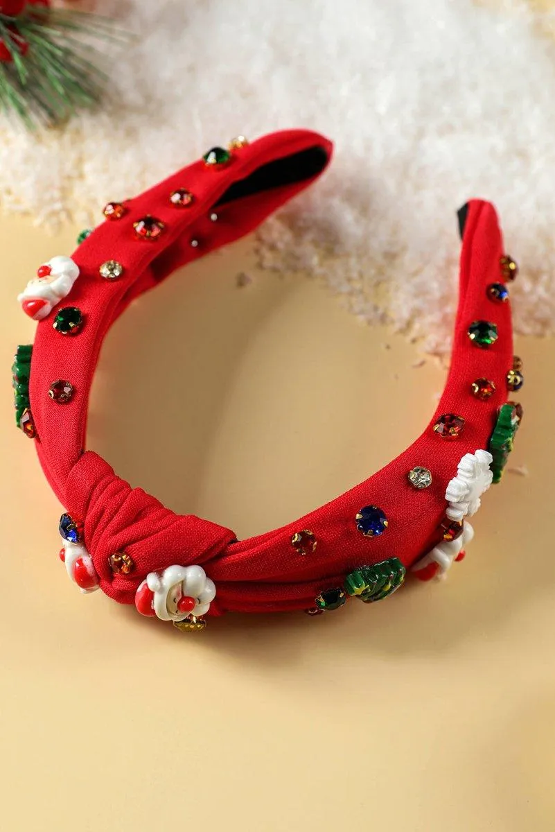 Christmas Rhinestone Icons Knotted Headband