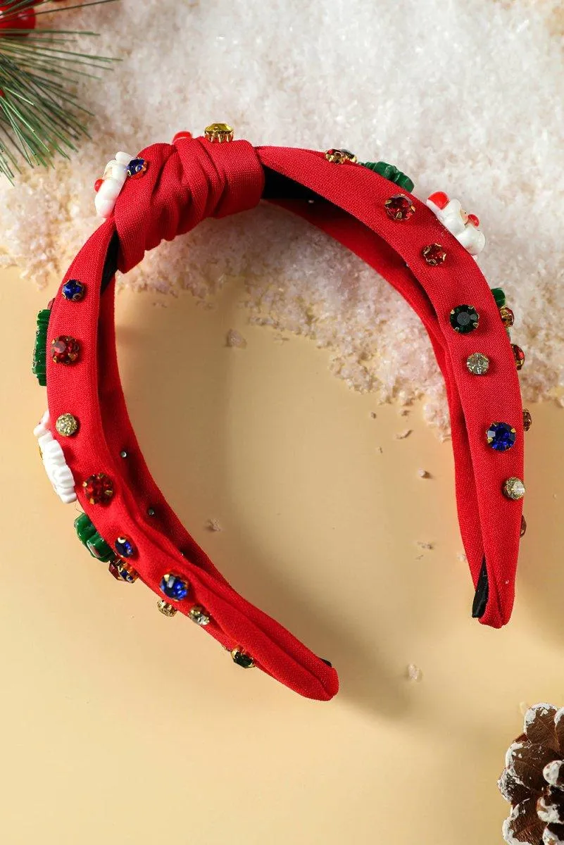 Christmas Rhinestone Icons Knotted Headband