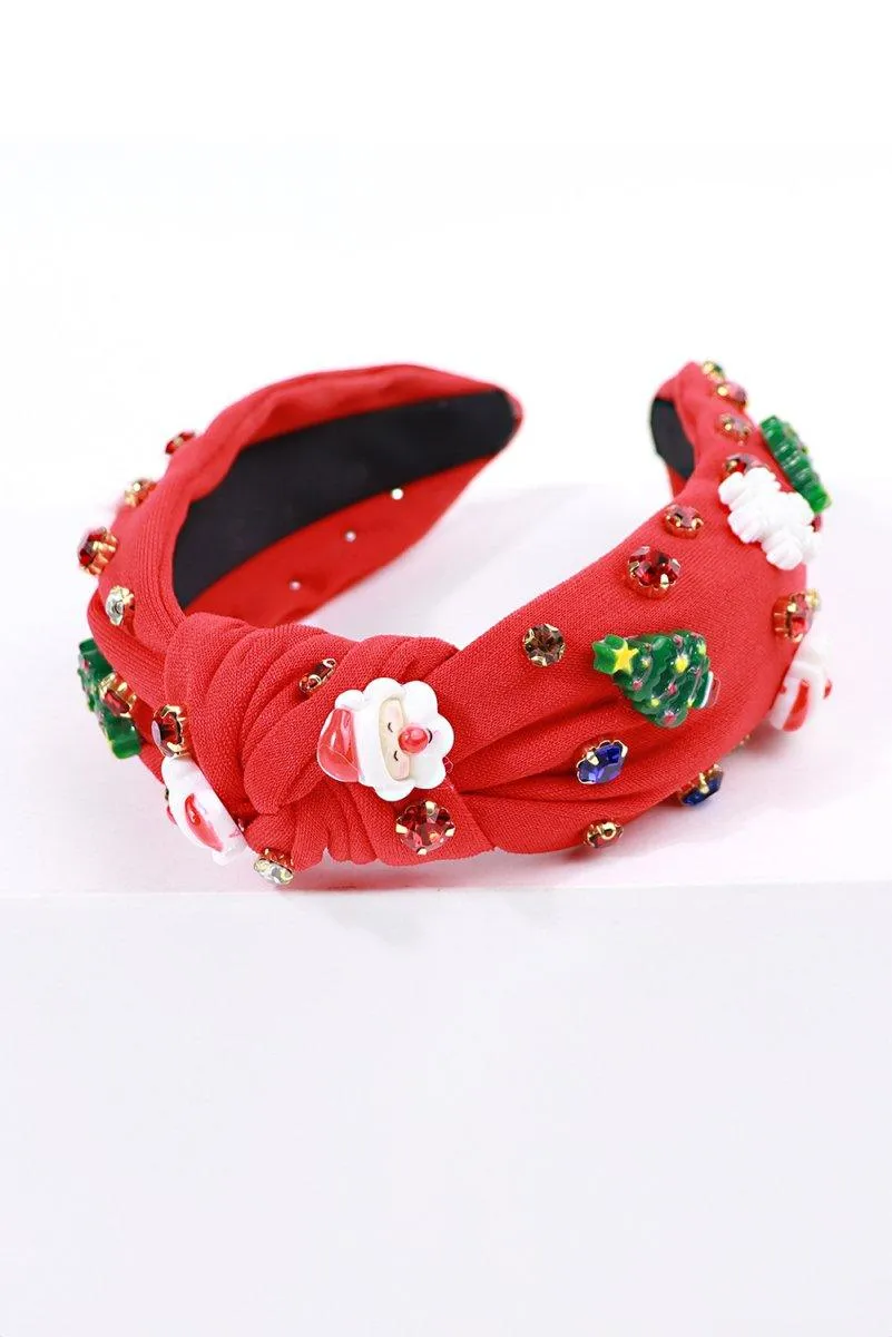 Christmas Rhinestone Icons Knotted Headband