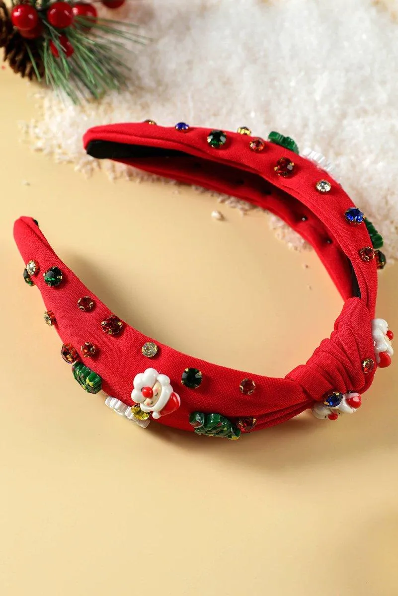Christmas Rhinestone Icons Knotted Headband