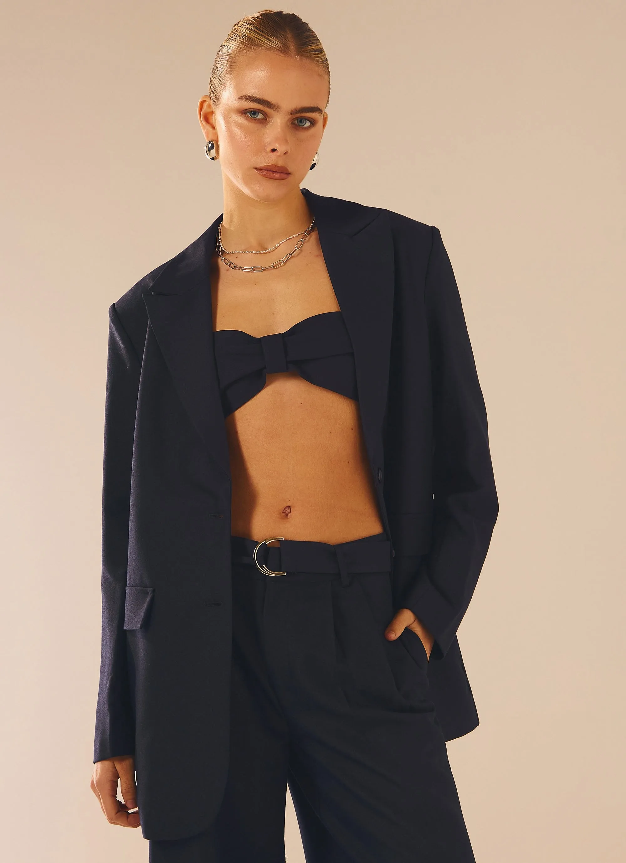 City Slicker Bandeau Top - Navy Ink Non Closure Collar