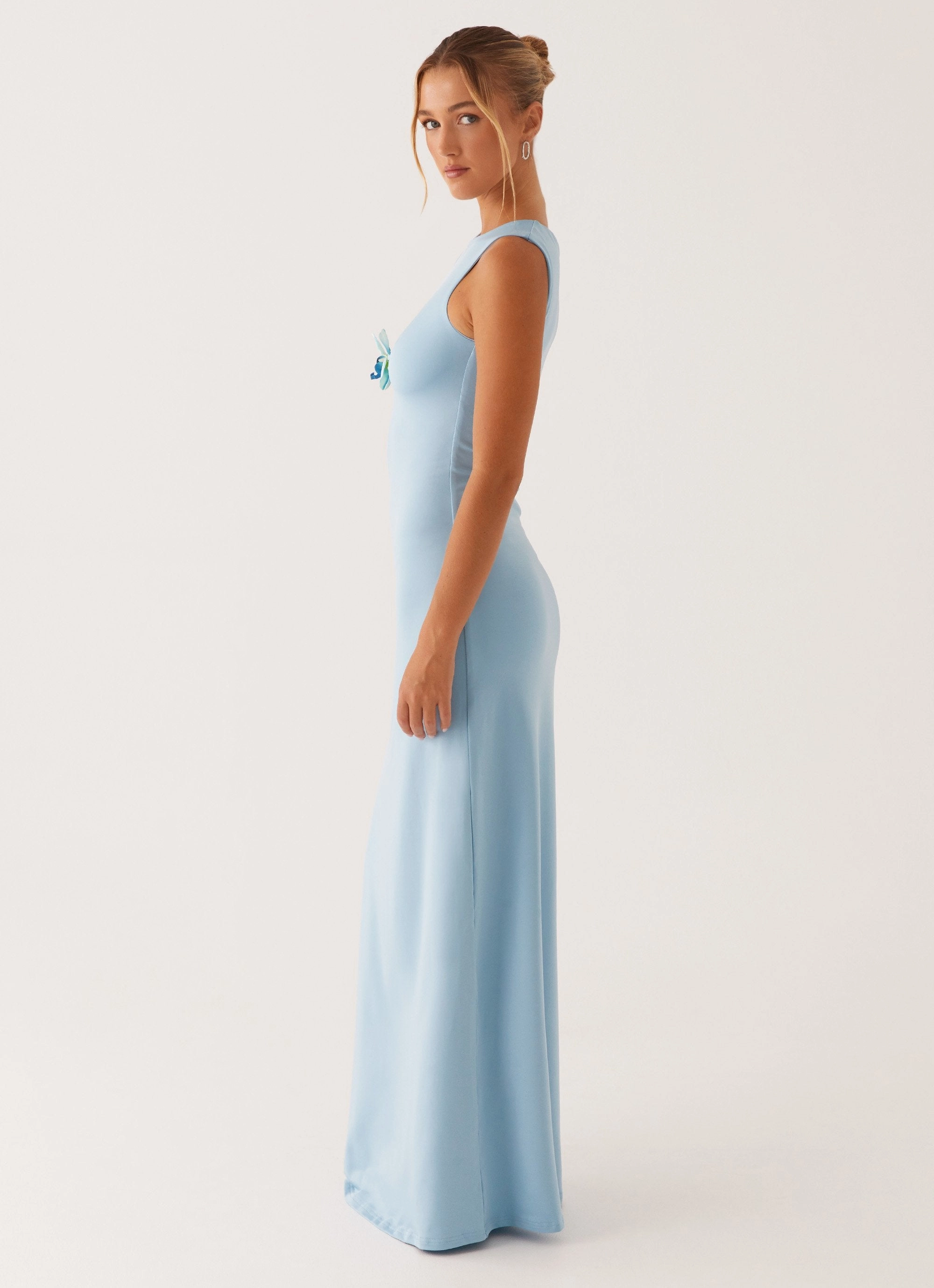 Mahalia Maxi Dress - Blue Lightweight Fabric Lounge Style
