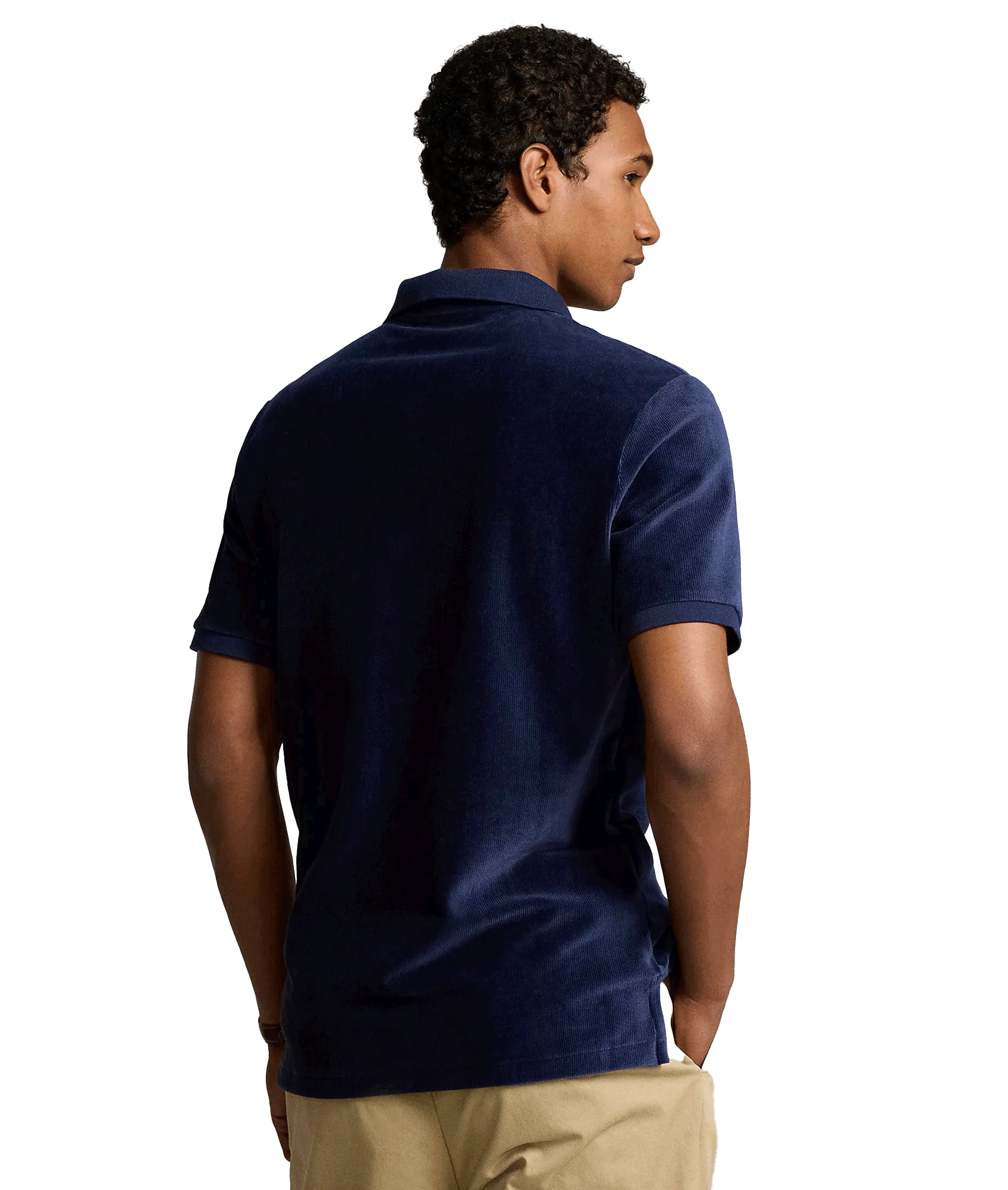Classic Fit Knit Corduroy Polo Shirt - Navy