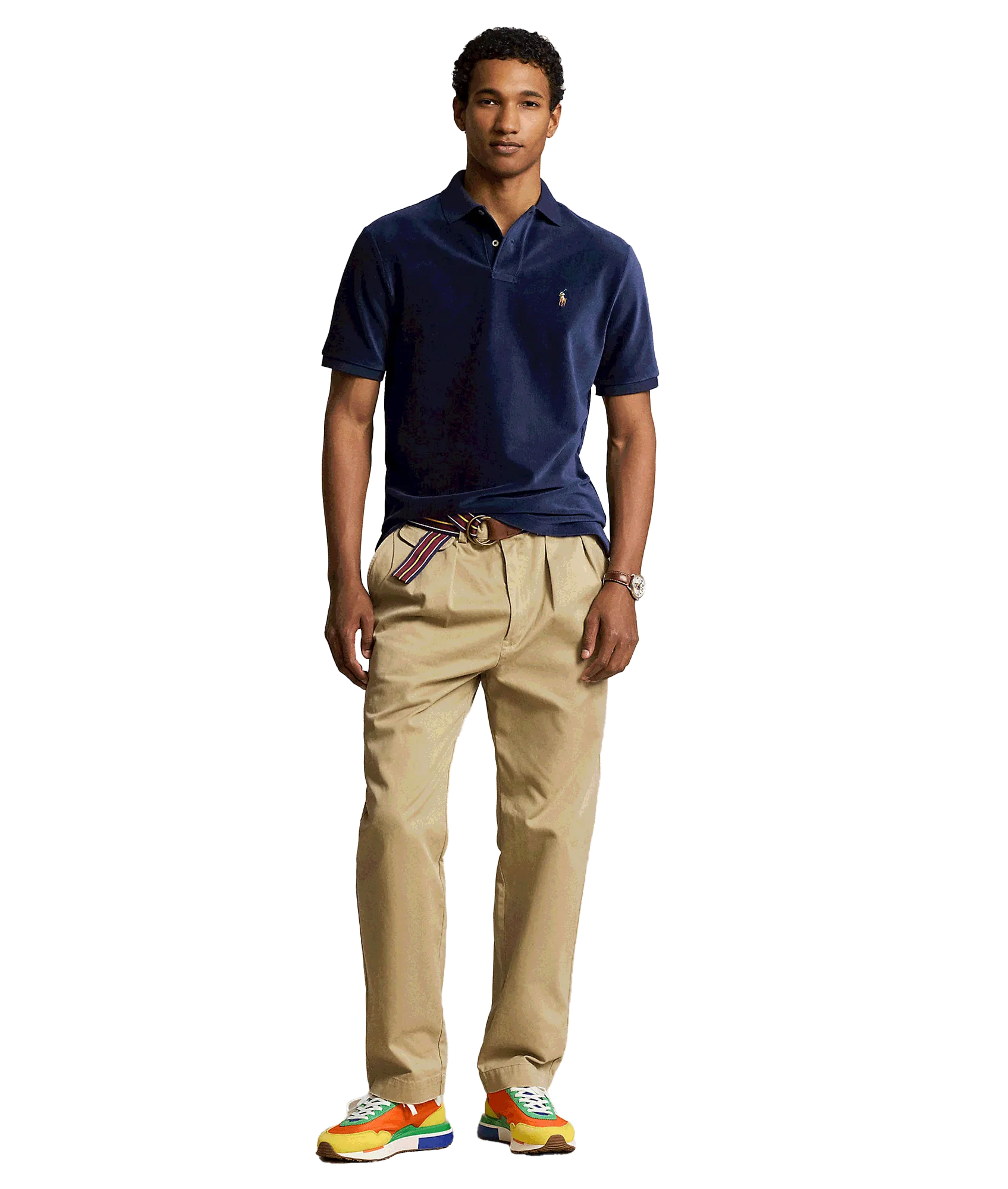 Classic Fit Knit Corduroy Polo Shirt - Navy