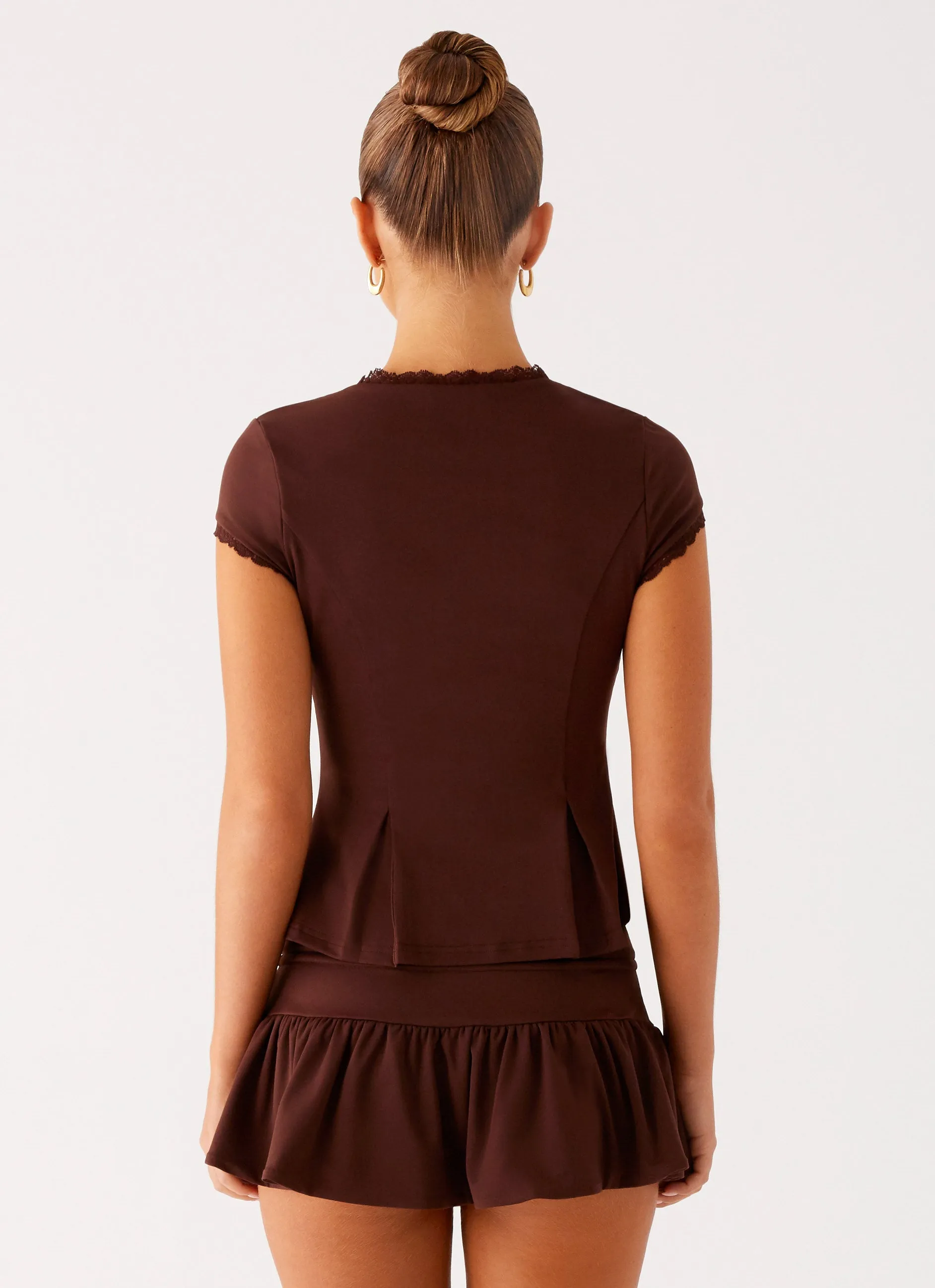 Non Irritating Texture Fashion Pulse Landon Mini Skort - Chocolate