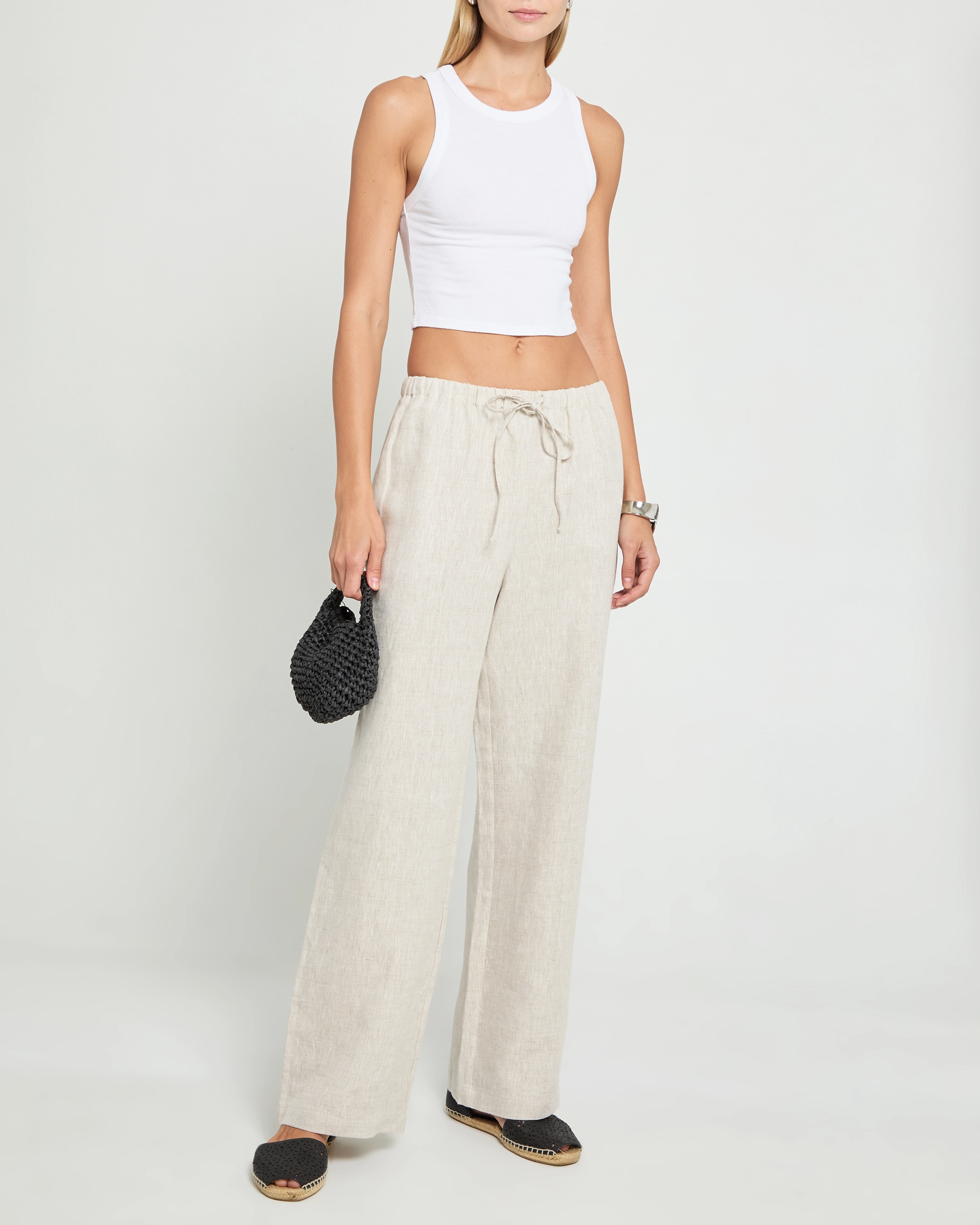 Paloma Linen Pant Mesh Comfort Wide-leg cut