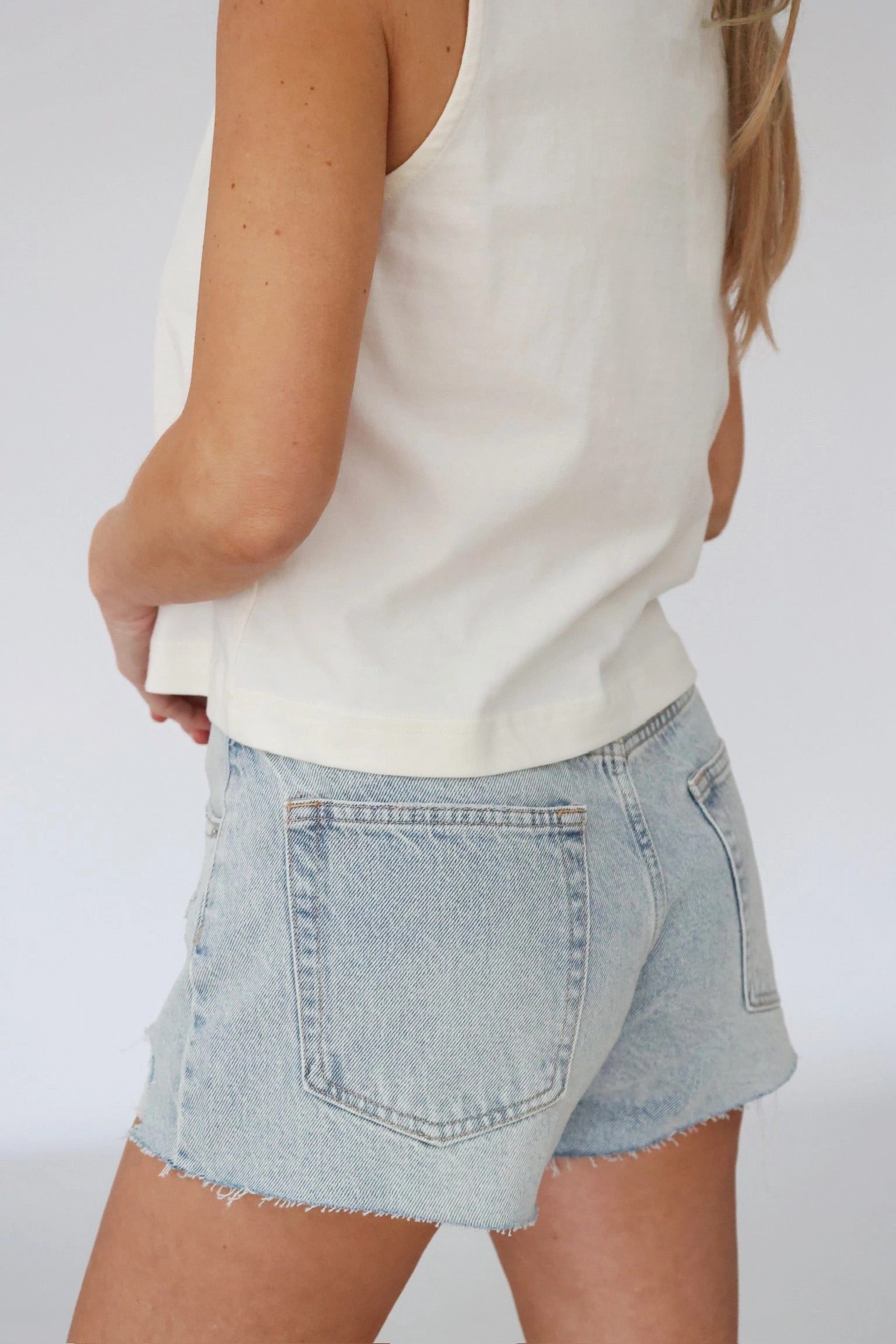 Flexible Ribbed Cuffs Classic Hi-Rise Denim Short - Faded Indigo (FINAL SALE)