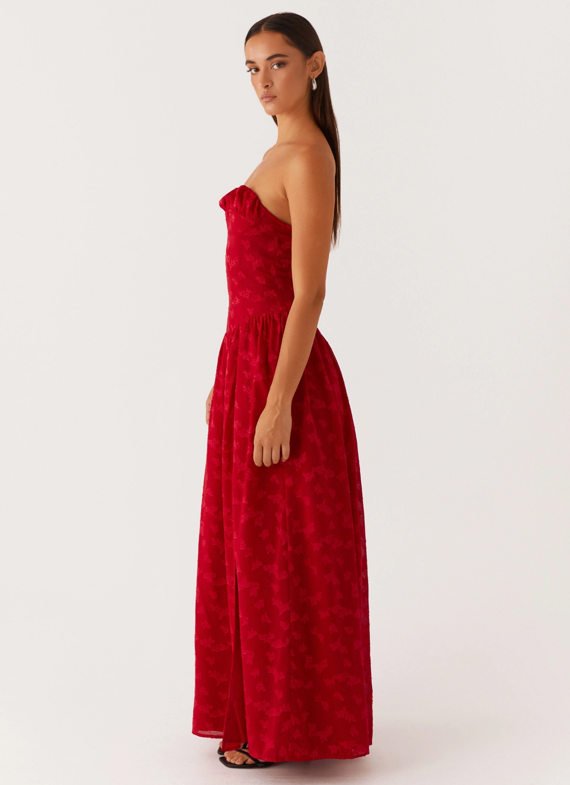 Glossy Detail Adira Maxi Dress - Red