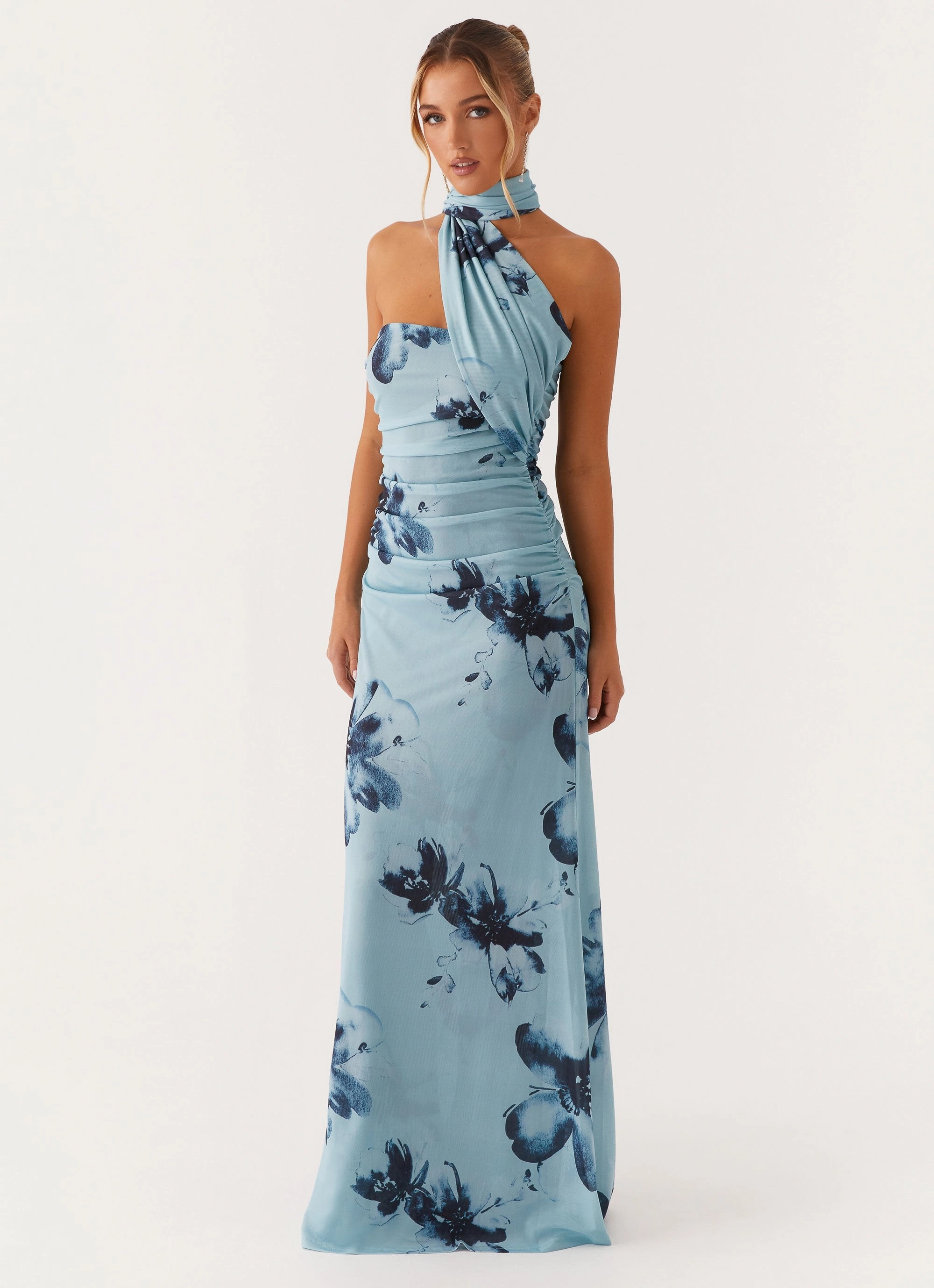 Songbird Maxi Dress - Blue Black Floral City Mood Cozy Vibe
