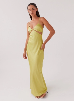 Raylie Cut Out Maxi Dress - Chartreuse All Time