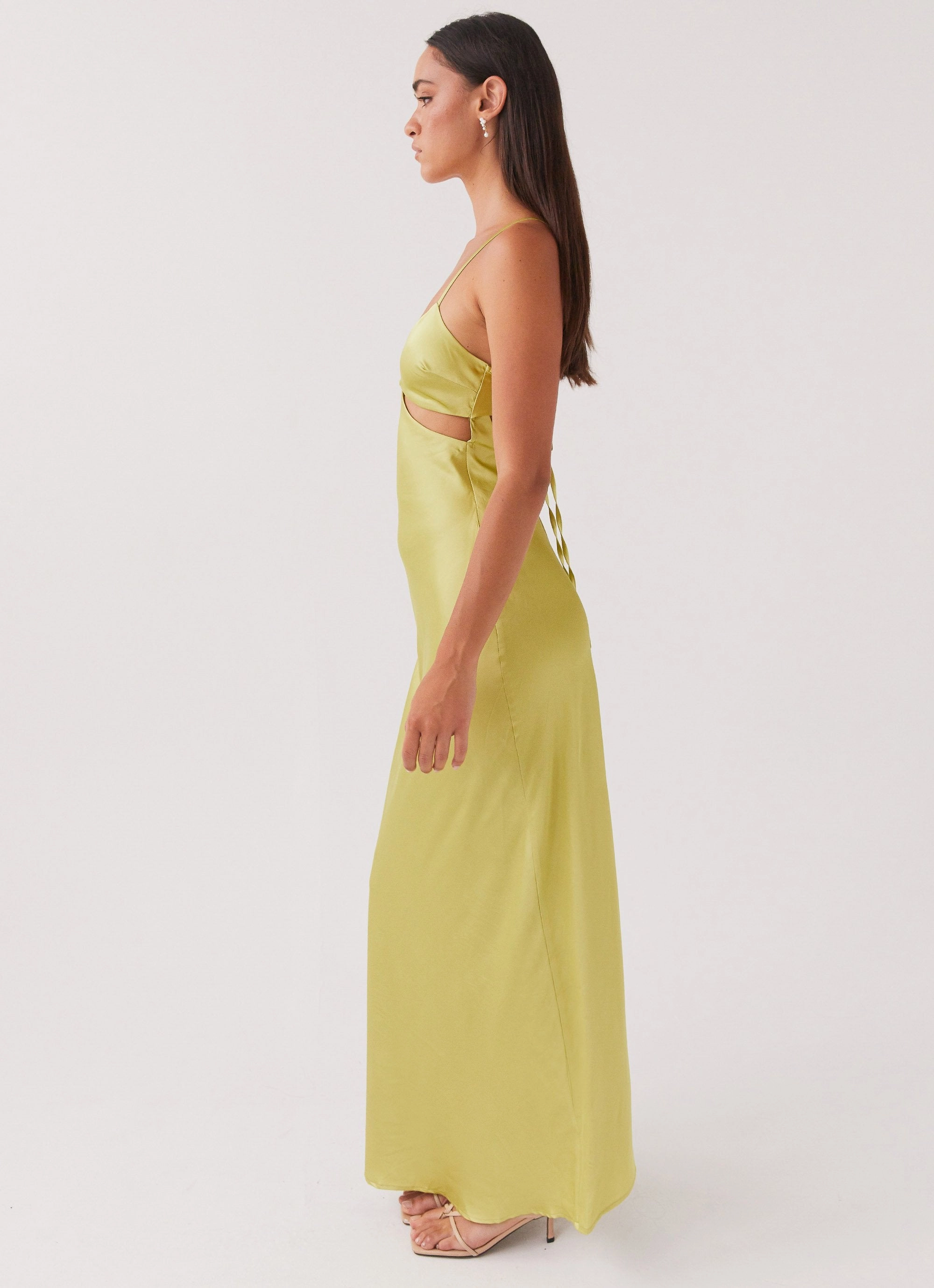 Active Outfit Simple Touch Raylie Cut Out Maxi Dress - Chartreuse