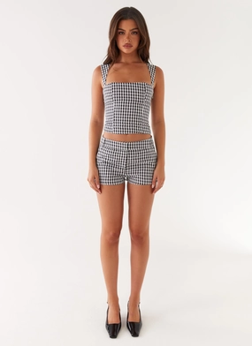 Clayton Top - Black Gingham Eco Friendly Material