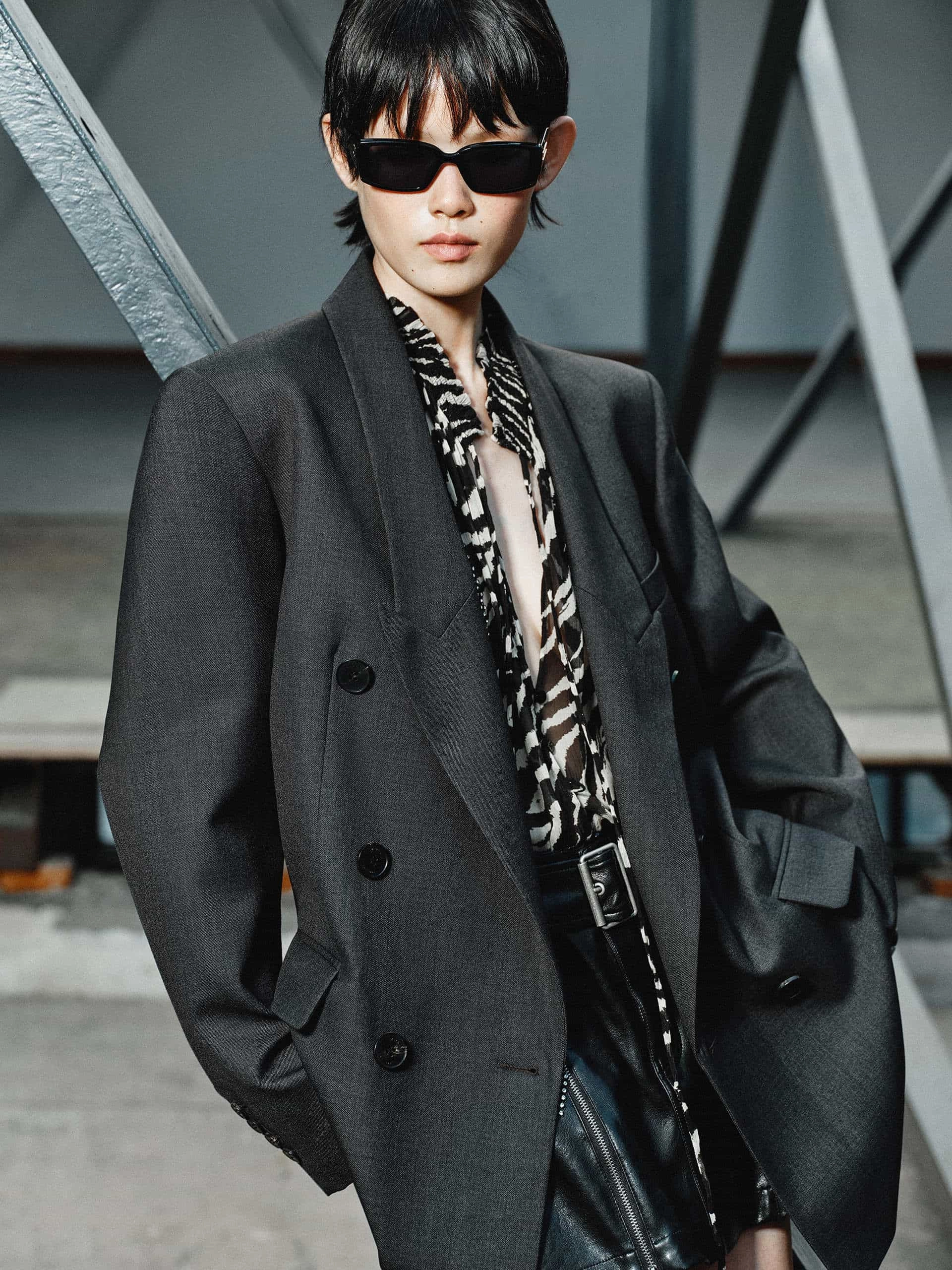 Wool Blend Oversize Blazer Airflow Ventilation System