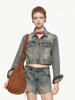 Packable Feature Warmth Without Bulk Cotton Vintage Denim Jacket