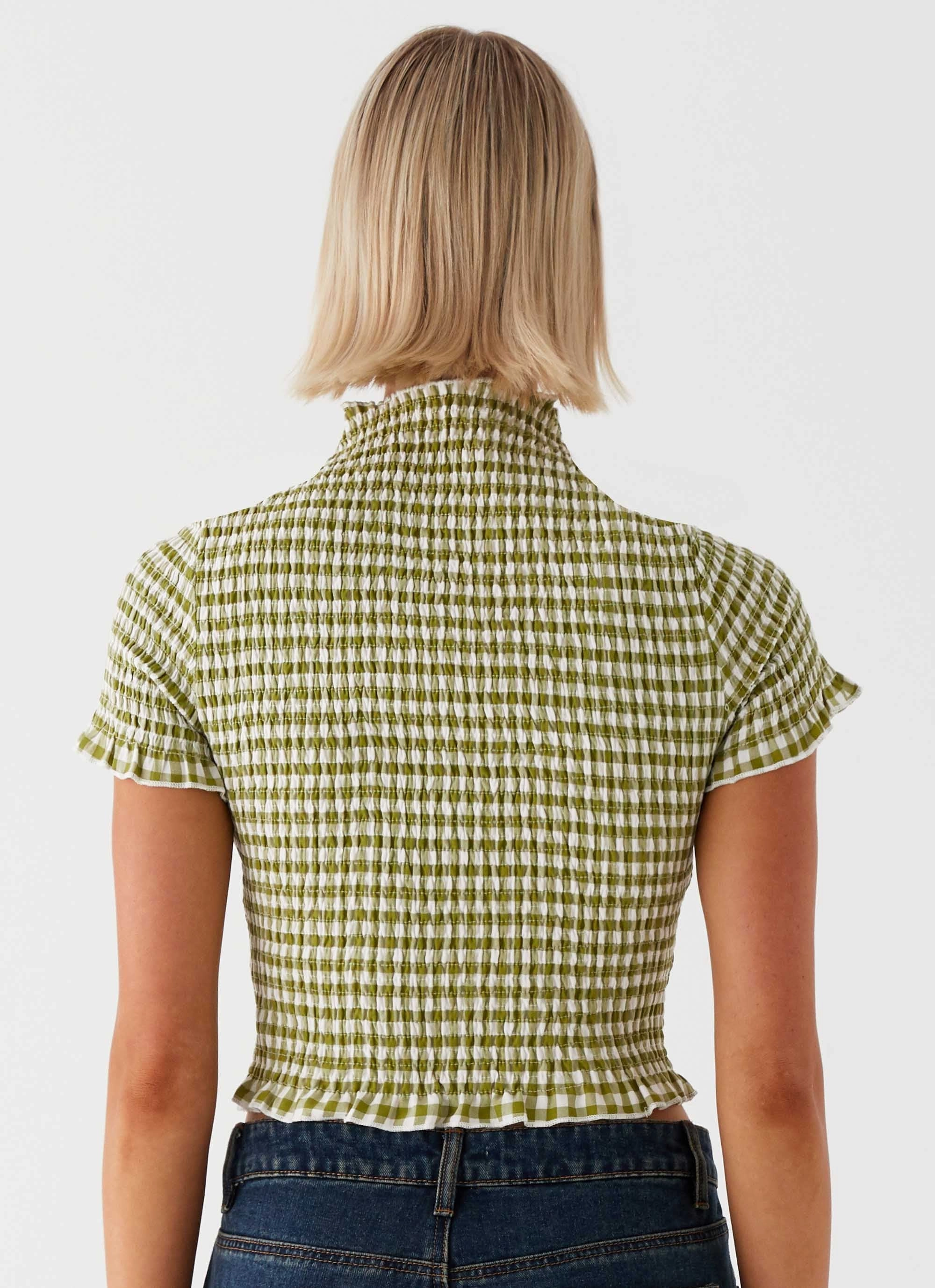 sporty and comfortable Cleo Tee - Khaki Gingham