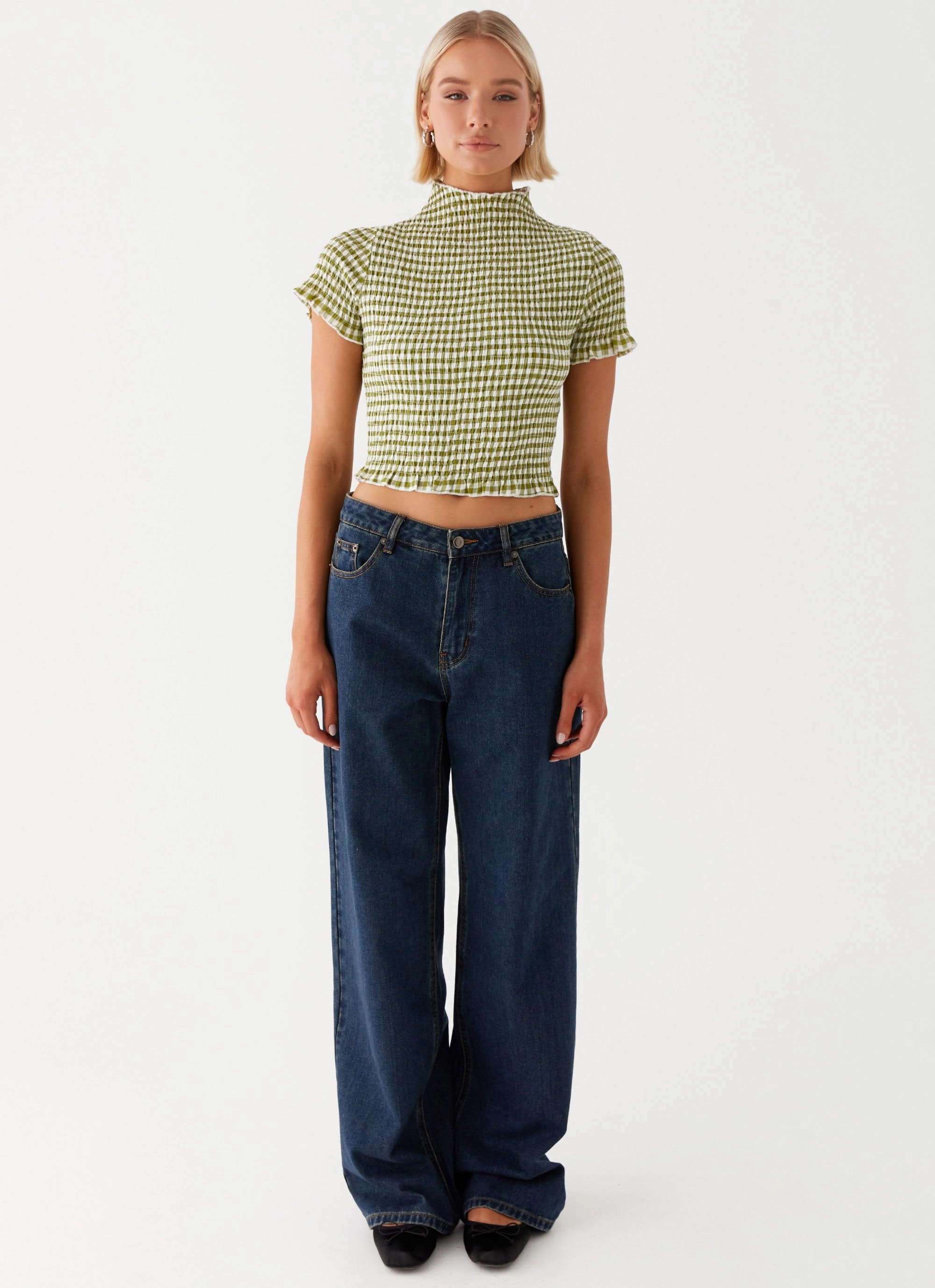 dry cleanable Cleo Tee - Khaki Gingham
