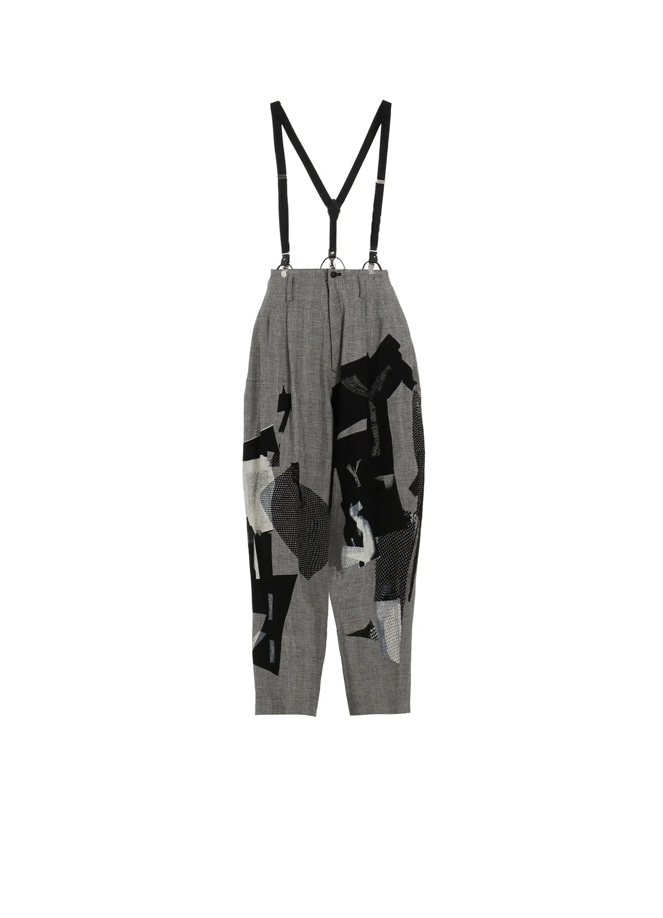C/LI PLAID COLLAGE SUSPENDER PANTS