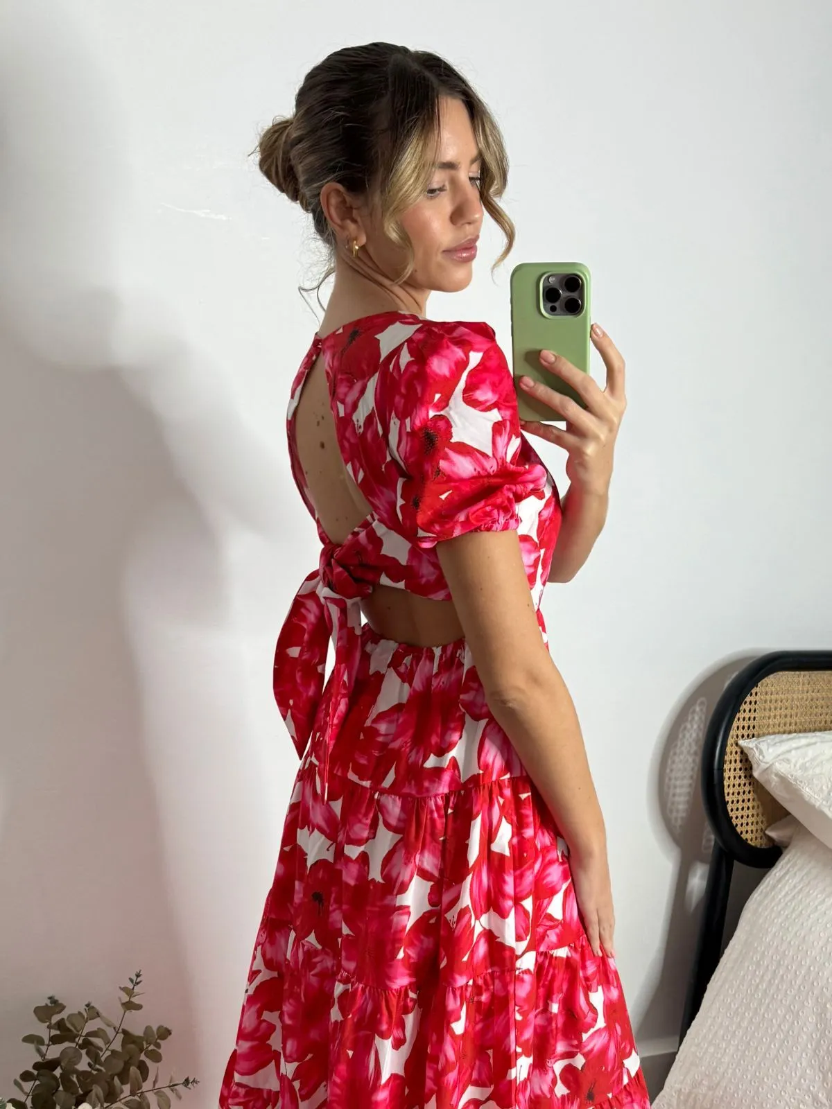 Texture Mood Zoe Tiered Cutout Maxi Dress / Red & White