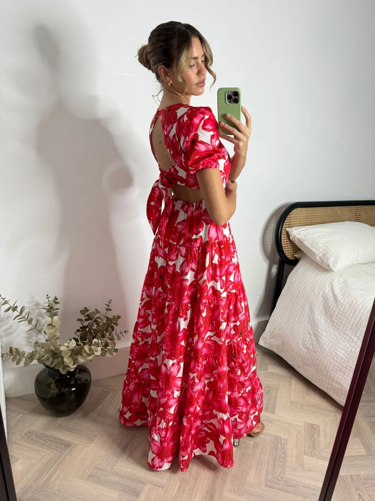 Zoe Tiered Cutout Maxi Dress / Red & White Simple yet chic gown