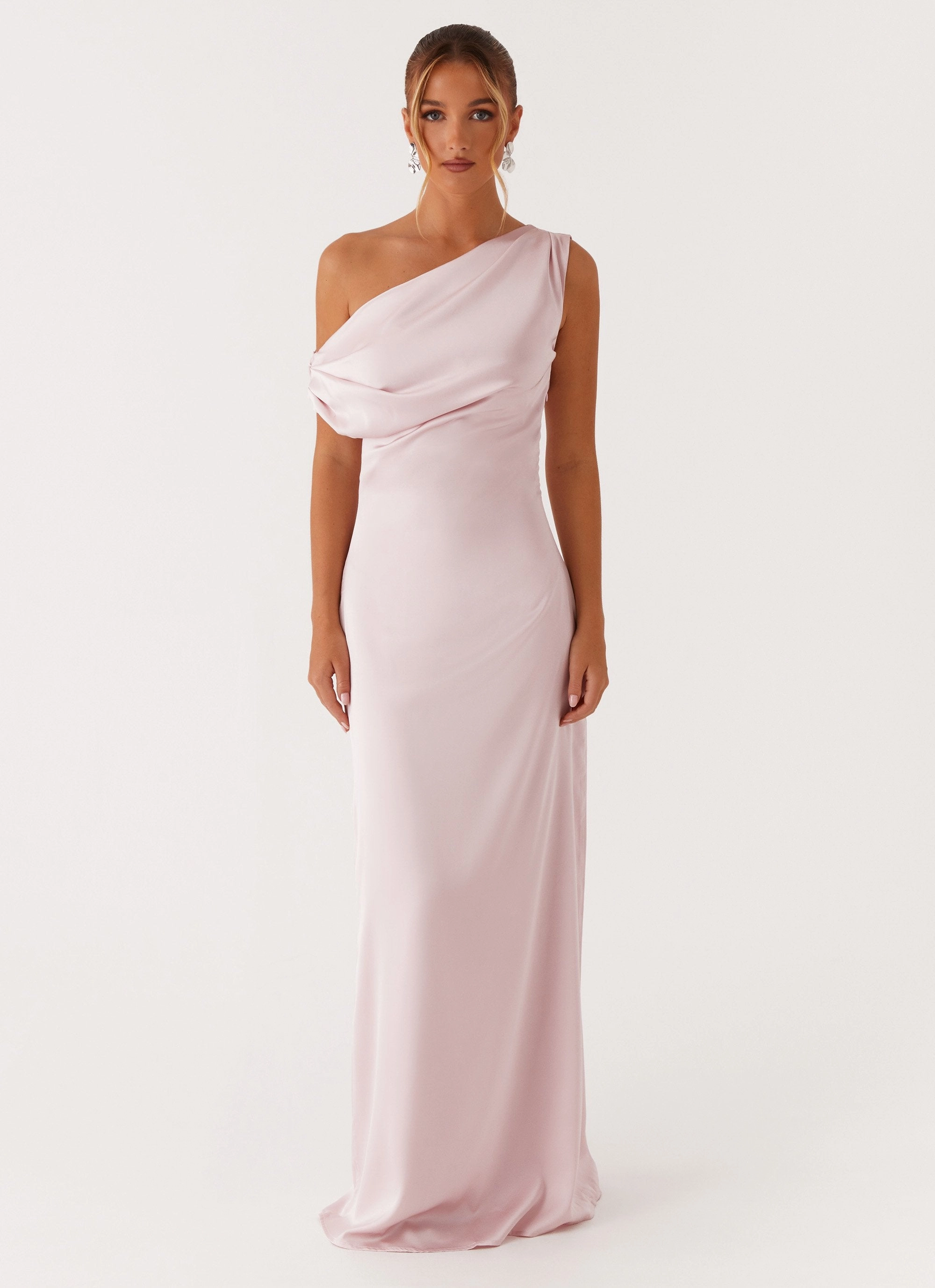 Silky Shine Heart Of Glass Satin Maxi Dress - Pink