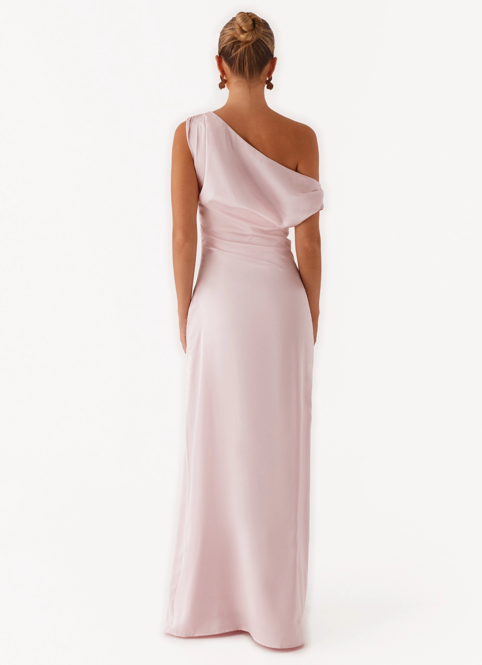 Flattering Look Wear Fringe-Detail Heart Of Glass Satin Maxi Dress - Pink