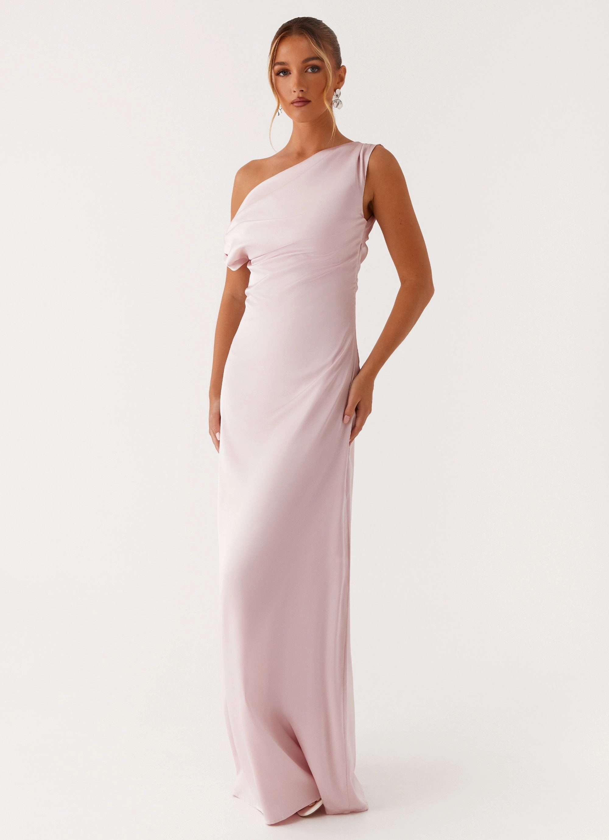 Heart Of Glass Satin Maxi Dress - Pink Matte-finish Upgrade-Option