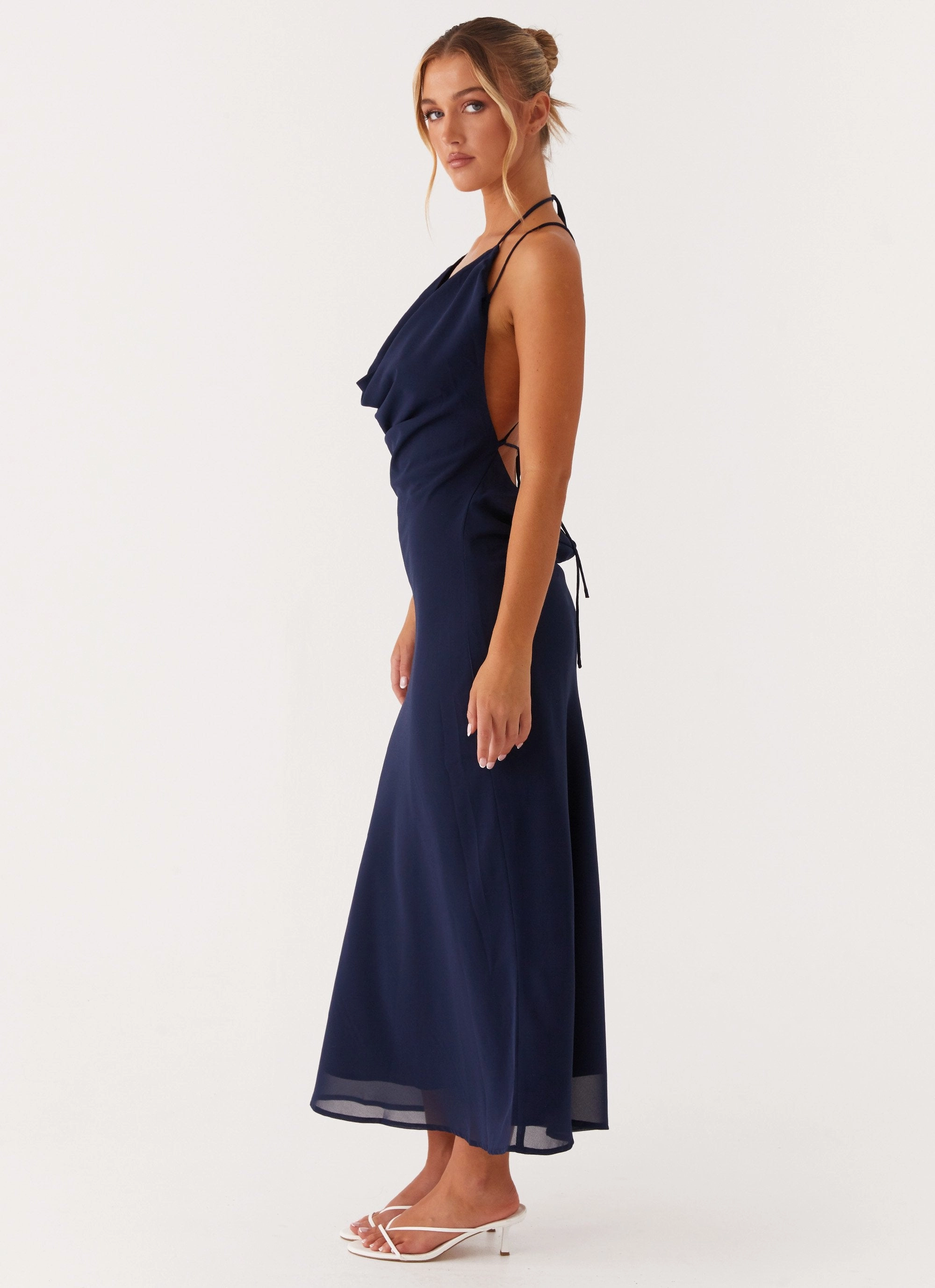 Clover Club Maxi Dress - Navy Soft Colorway Shirred-Detail
