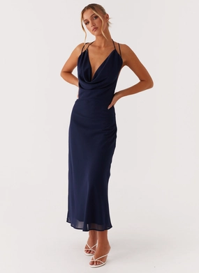 Elegant holiday wear Timeless Beauty Clover Club Maxi Dress - Navy