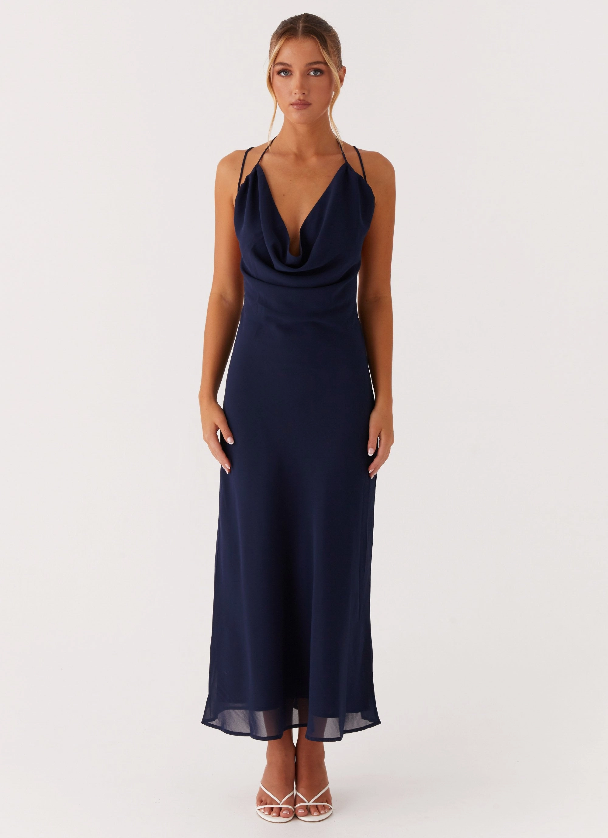 Multi Season Effortless Touch Clover Club Maxi Dress - Navy