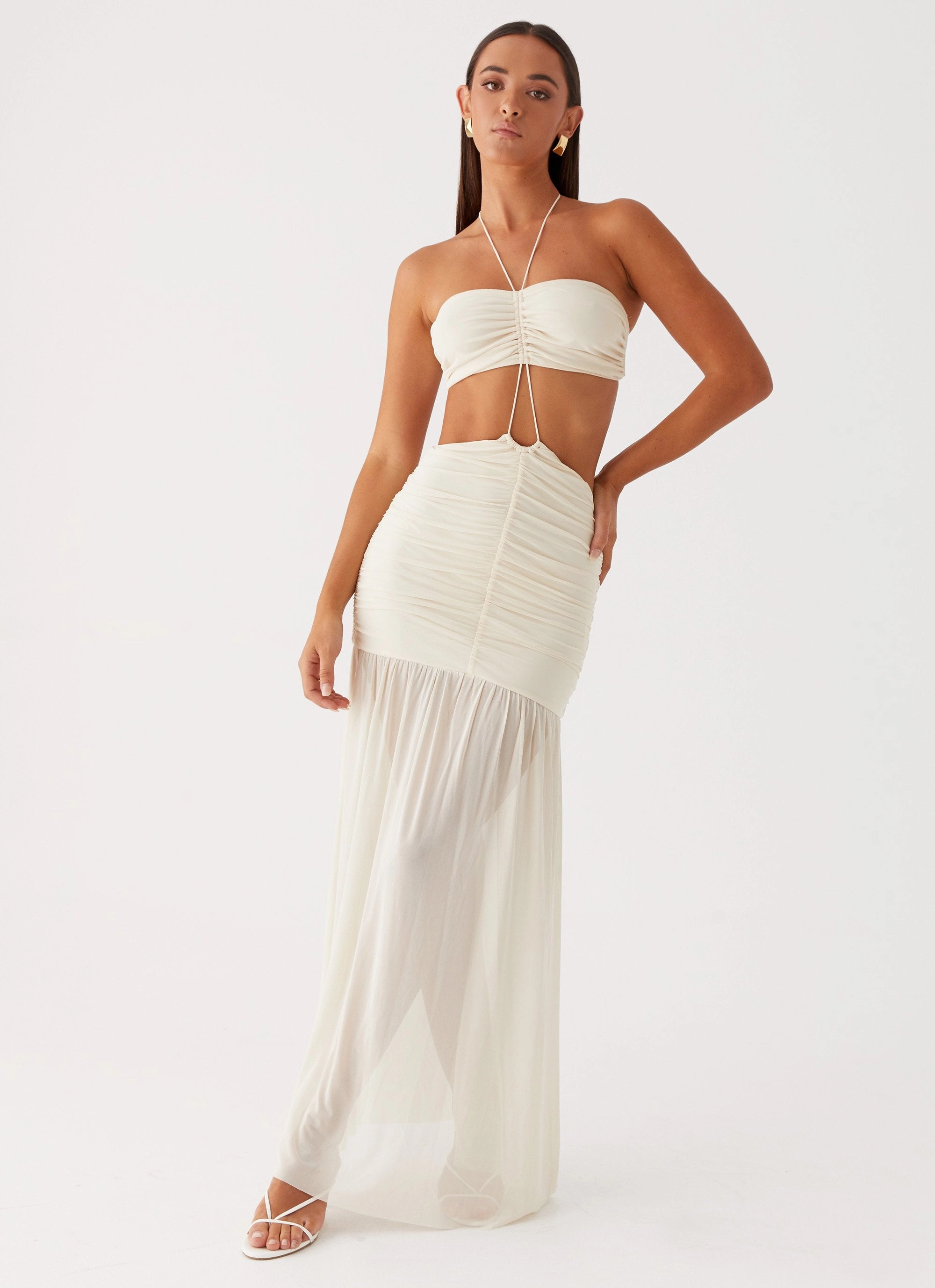 Clover Cut Out Maxi Dress - Lemon Luxe Look Padded-Bust