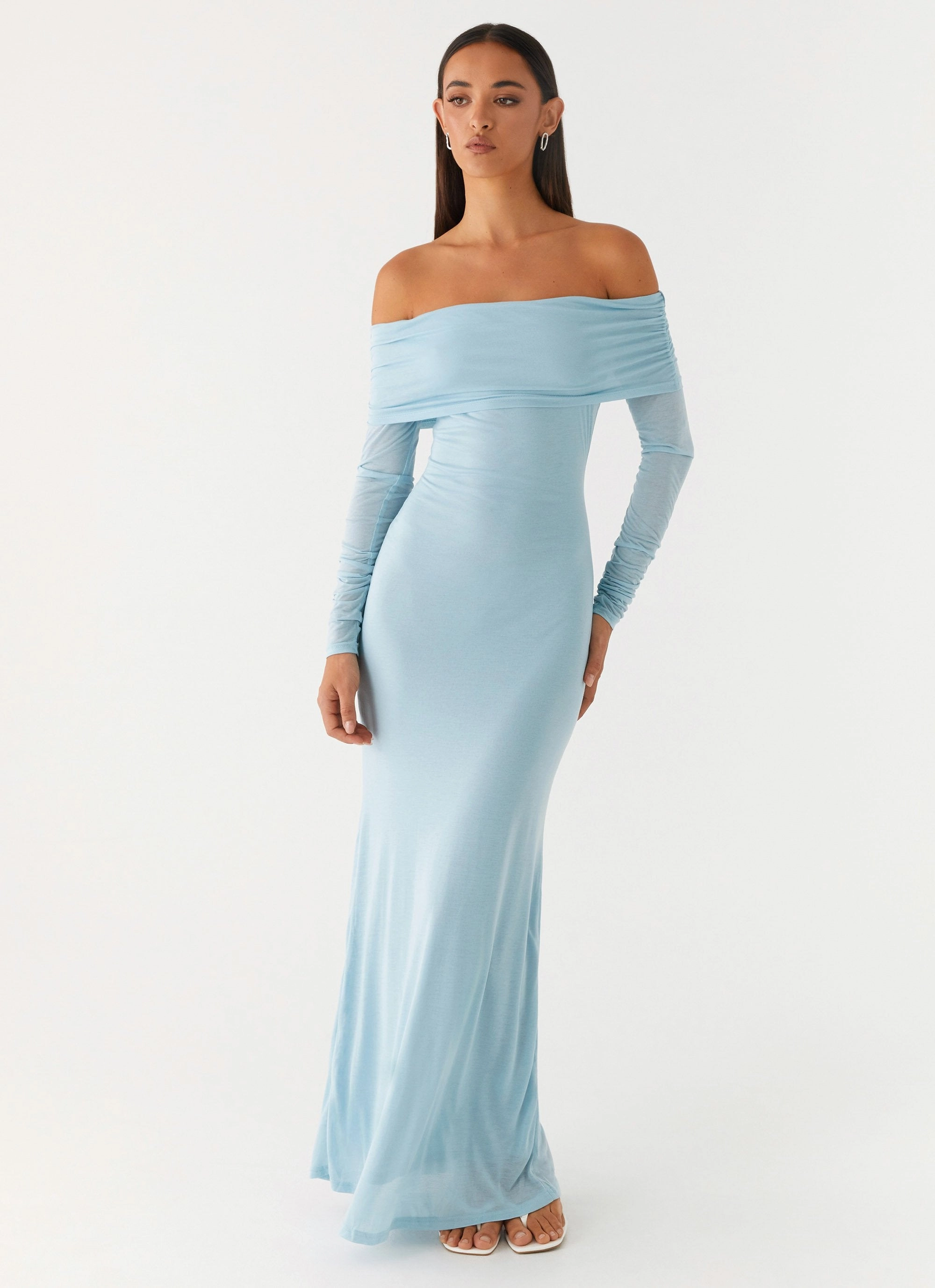 Cocoa Long Sleeve Maxi Dress - Blue Golden Scene