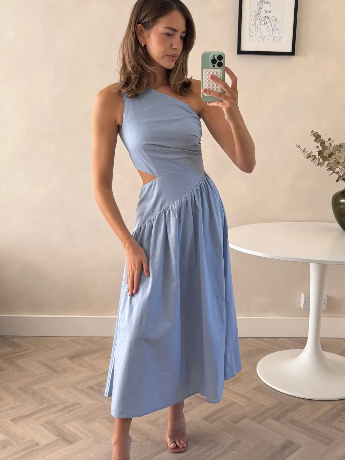 Jasmine Cut Out One Shoulder Dress in Baby Blue Refined Feel Casual Style