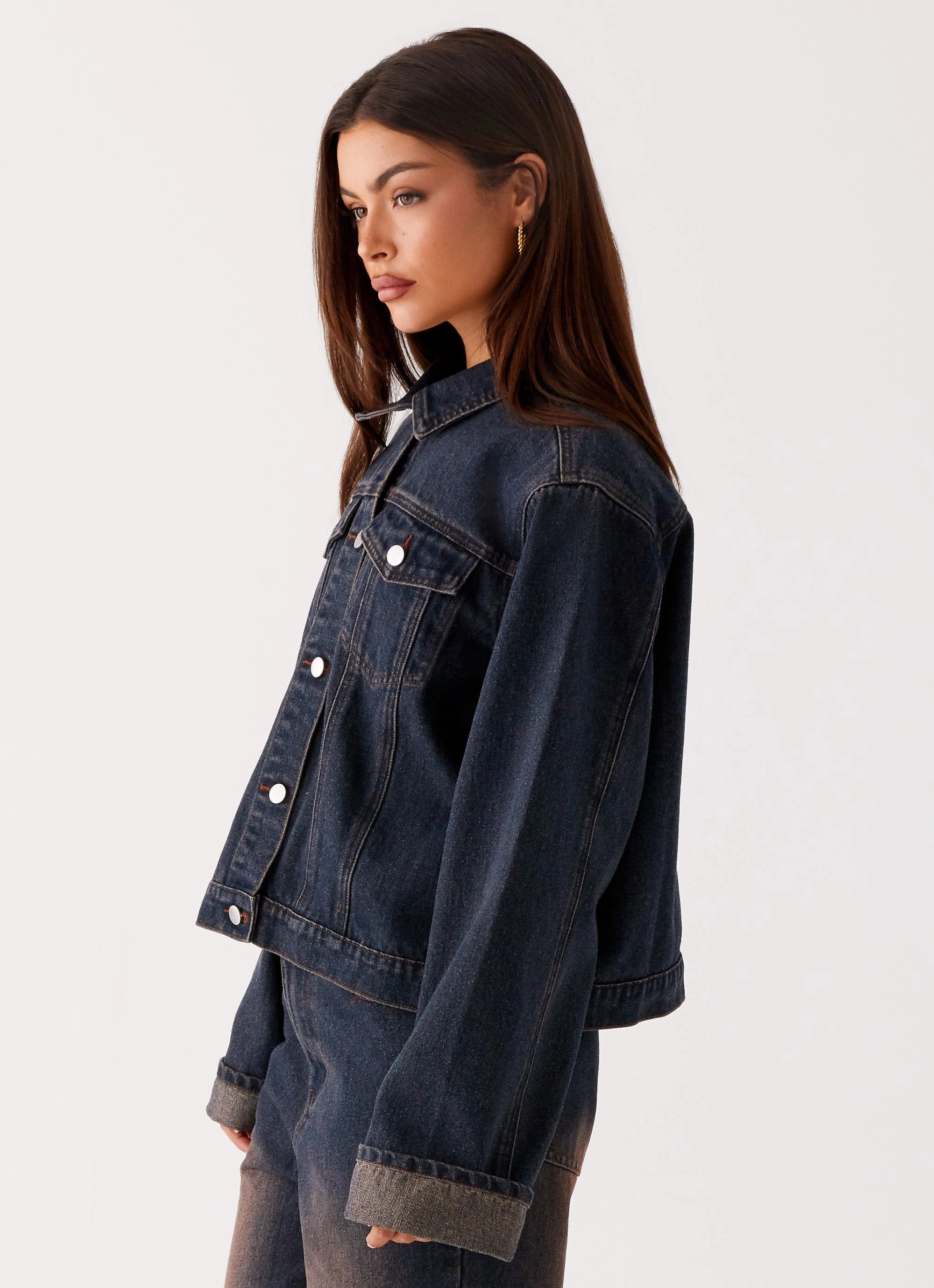 Back Again Oversized Denim Jacket - Brown Blue Acid Wash Comfort Wear Fit