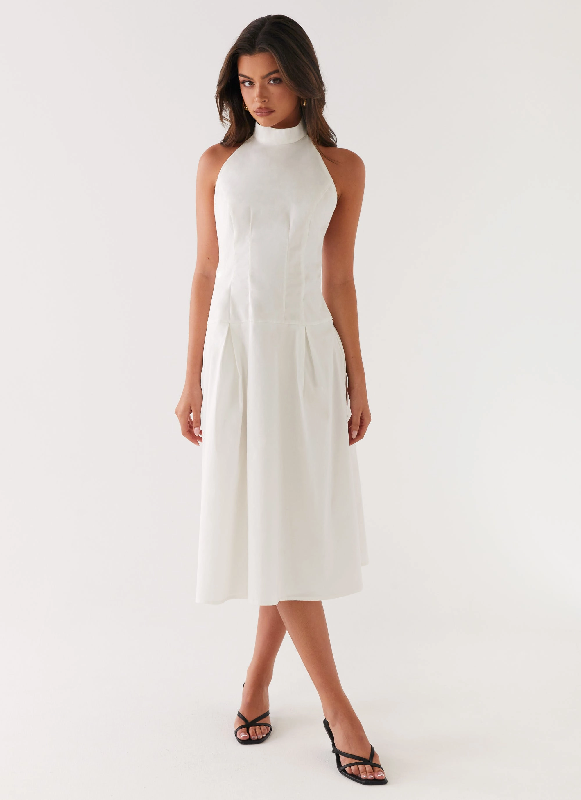 Light Wrap Calla Halter Midi Dress - White