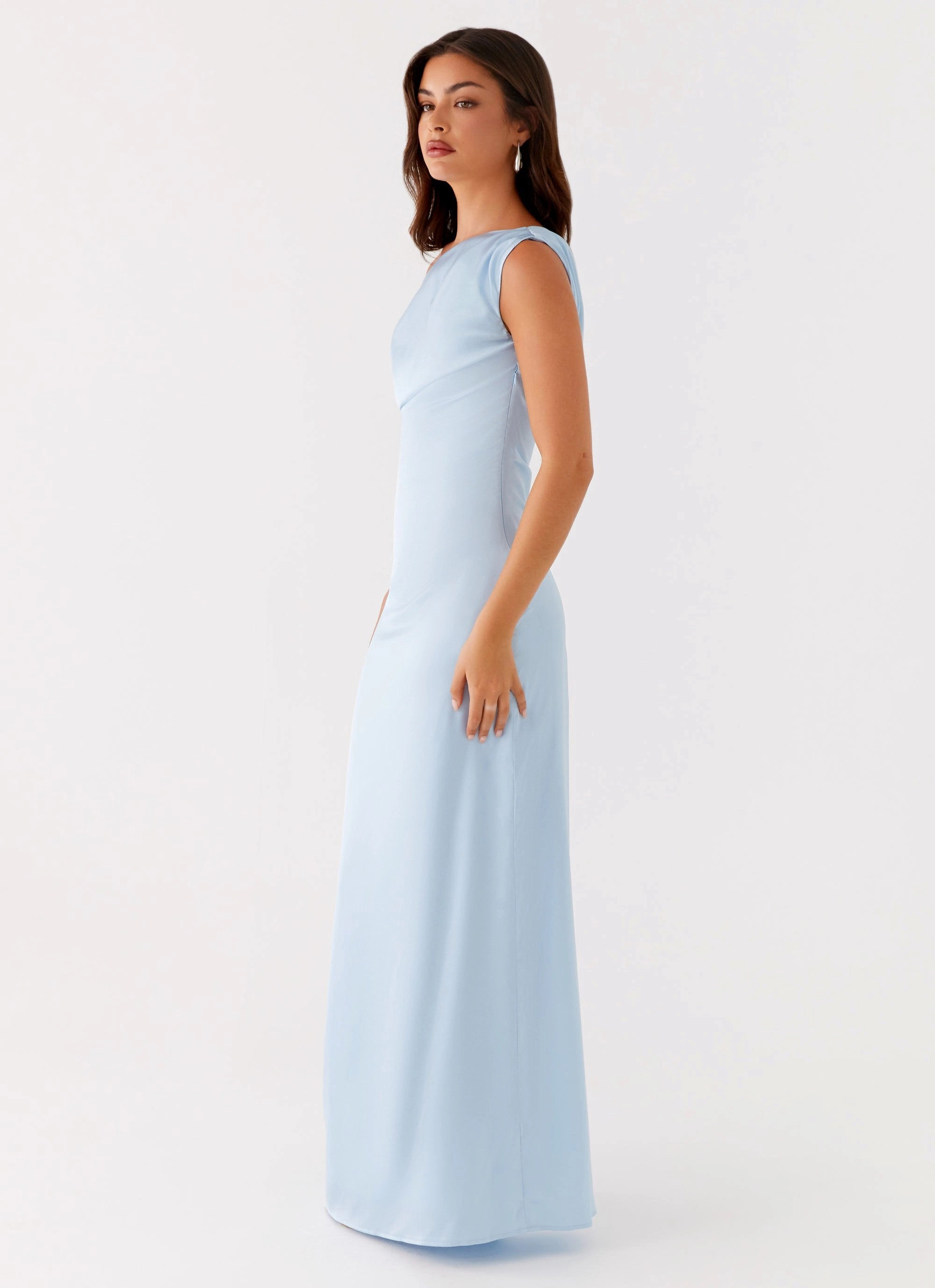 Relaxed Line Heart Of Glass Satin Maxi Dress - Blue