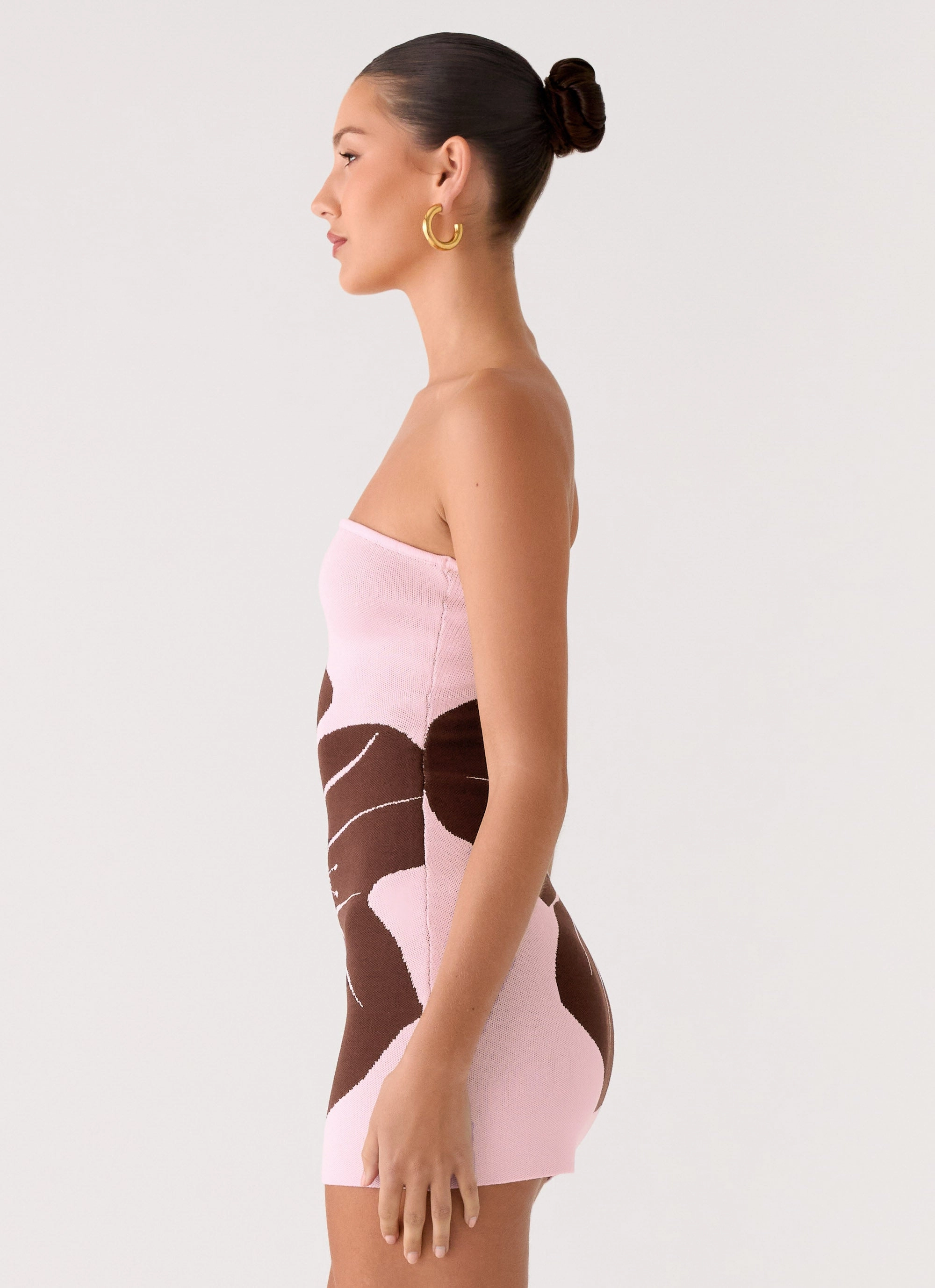 Kader Strapless Knit Mini Dress - Espresso Meadow Polished Mood London Edge