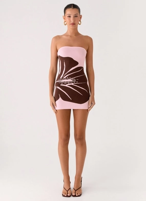 Grace Vibe Kader Strapless Knit Mini Dress - Espresso Meadow