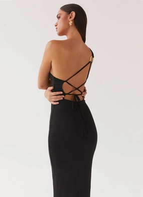 Adjustable-Length Chill Moment Iris Backless Maxi Dress - Black