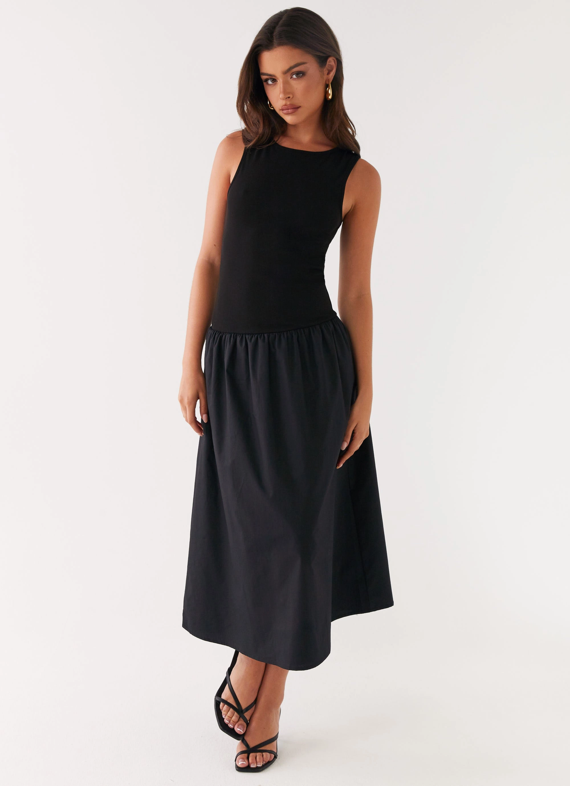 Fall Fashion Duchess Midi Dress - Black