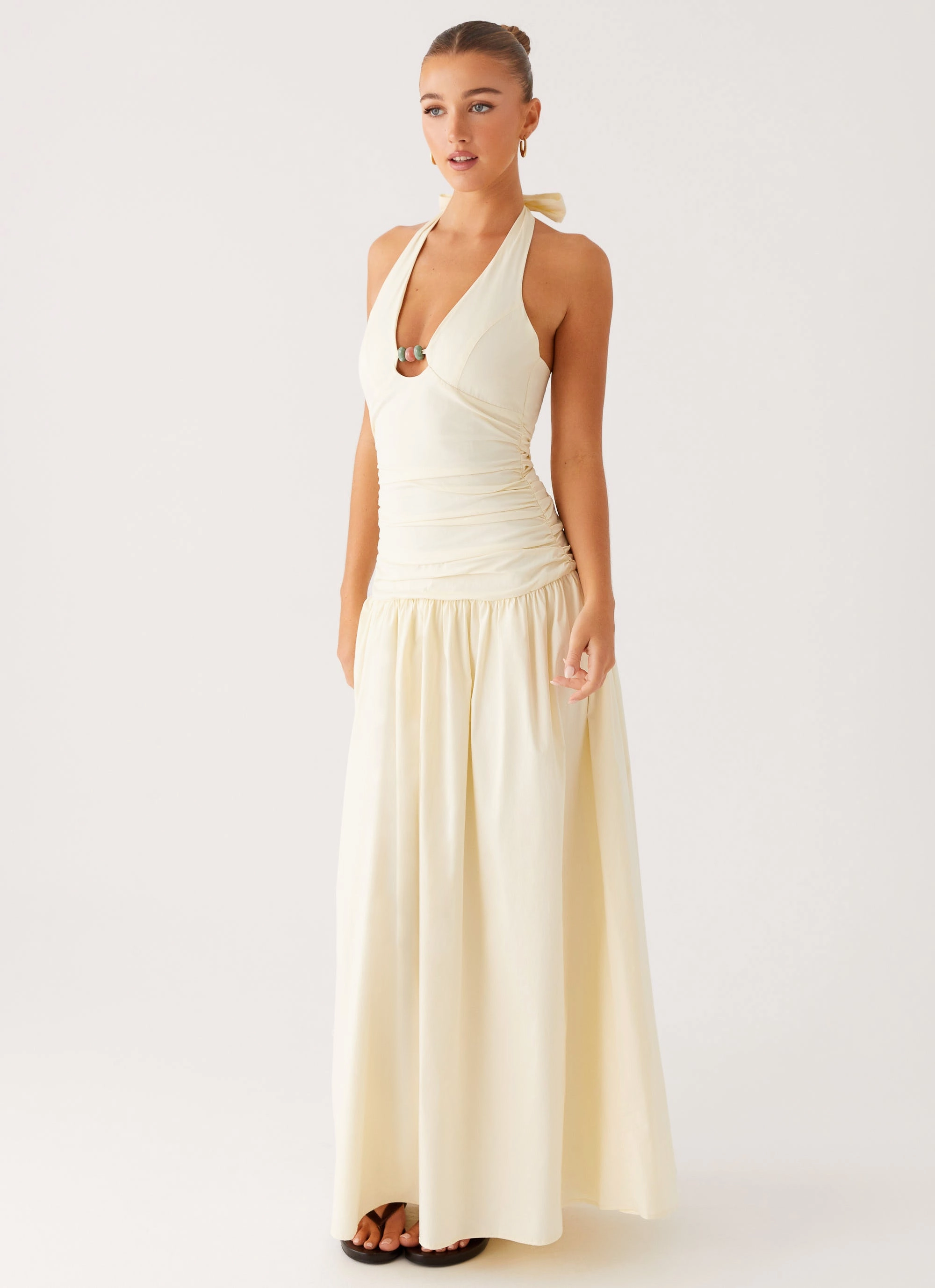 spring fashion Chic beachwear dress Val Maxi Dress - Lemon