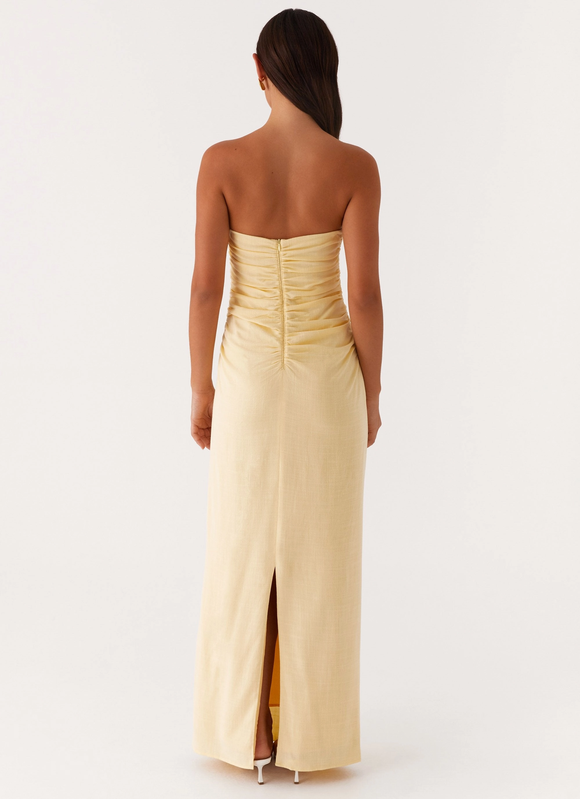 Xena Gathered Maxi Dress - Yellow ComfortFitDesign