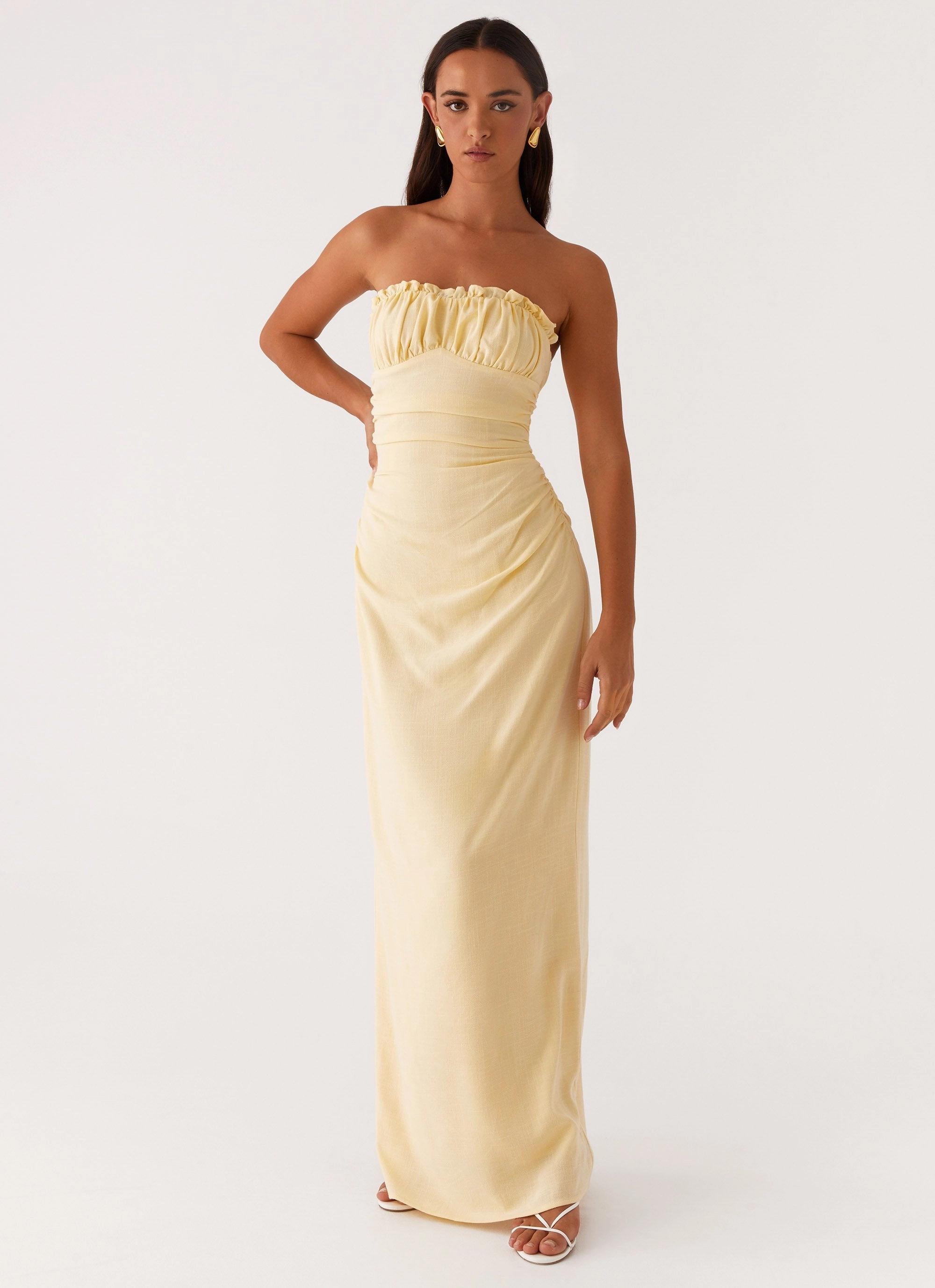 Smart Cut Body Harmony Xena Gathered Maxi Dress - Yellow