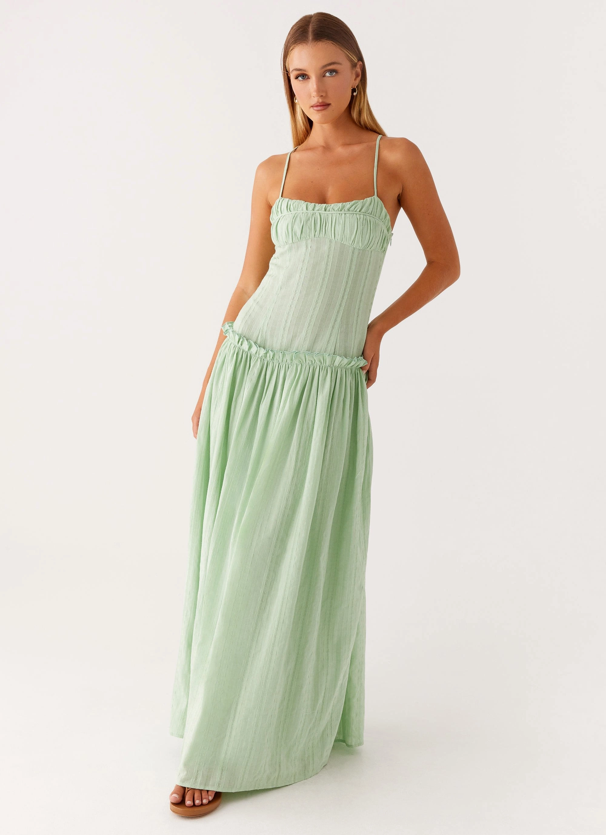 Everyday Comfort Wear Jacinda Drop Waist Maxi Dress - Sage