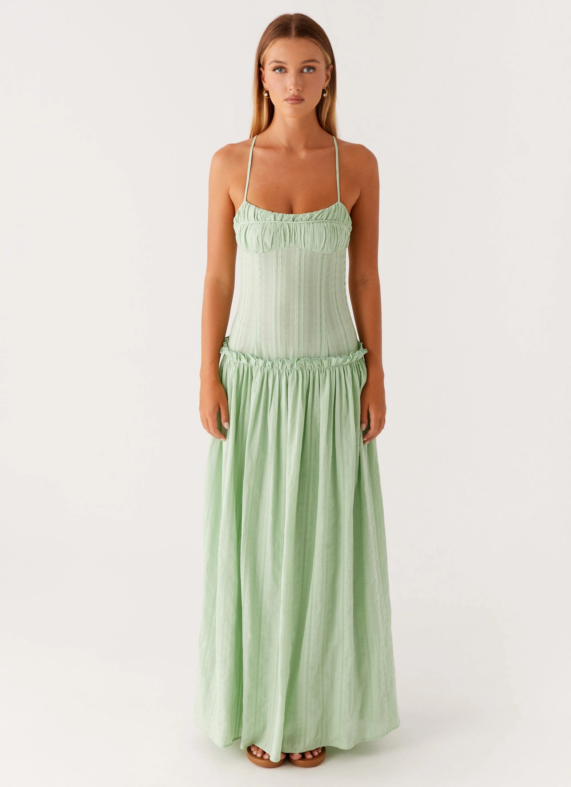 Urban appeal Jacinda Drop Waist Maxi Dress - Sage