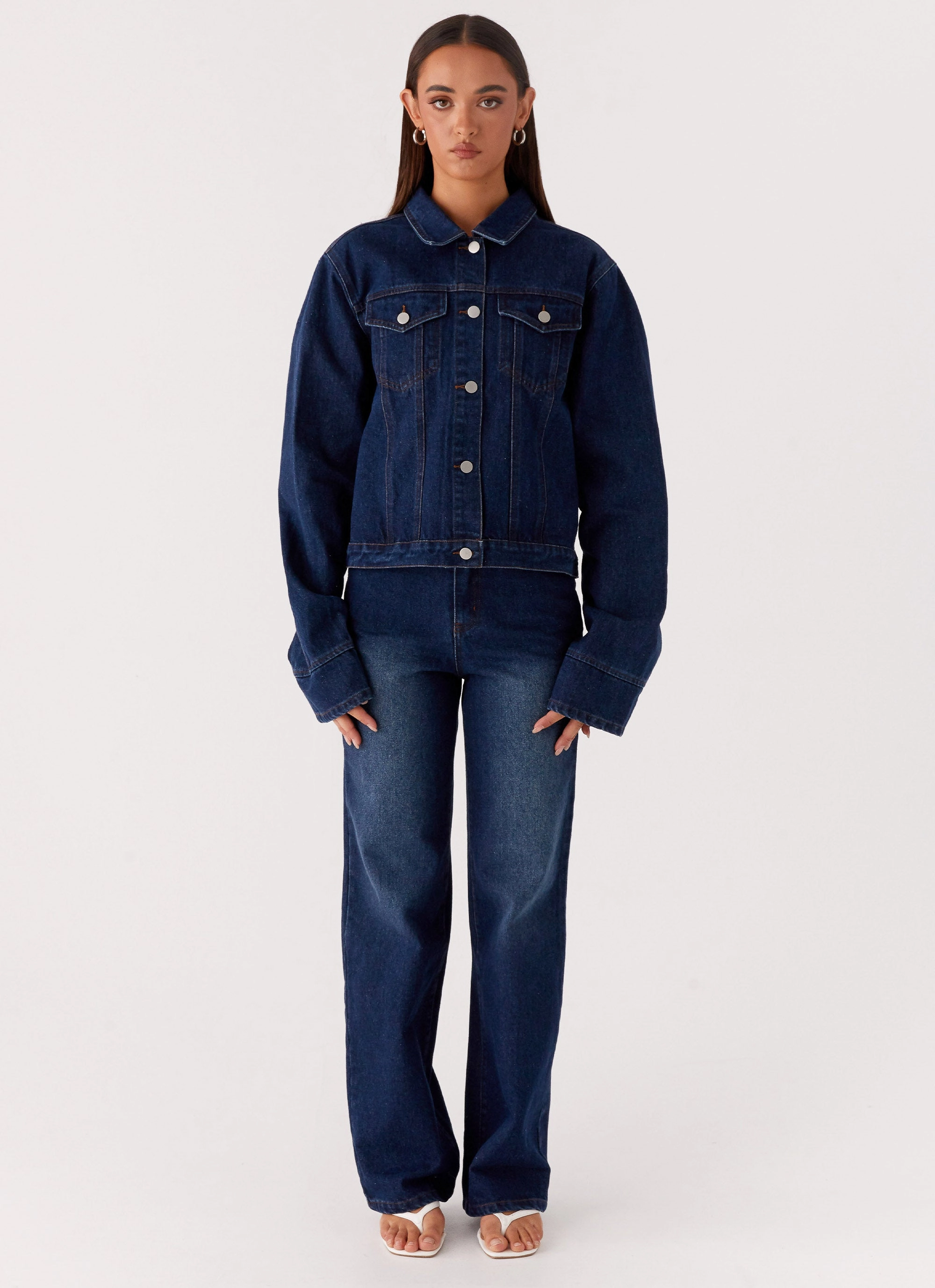 Quick Movement Wear Flex Foam Inserts Back Again Oversized Denim Jacket - Vintage Blue